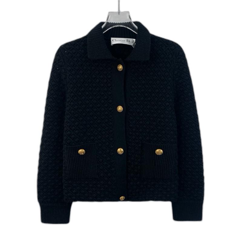 Dior × Kim Jones Dior bee jewel black wool and alpaga cardigan M 