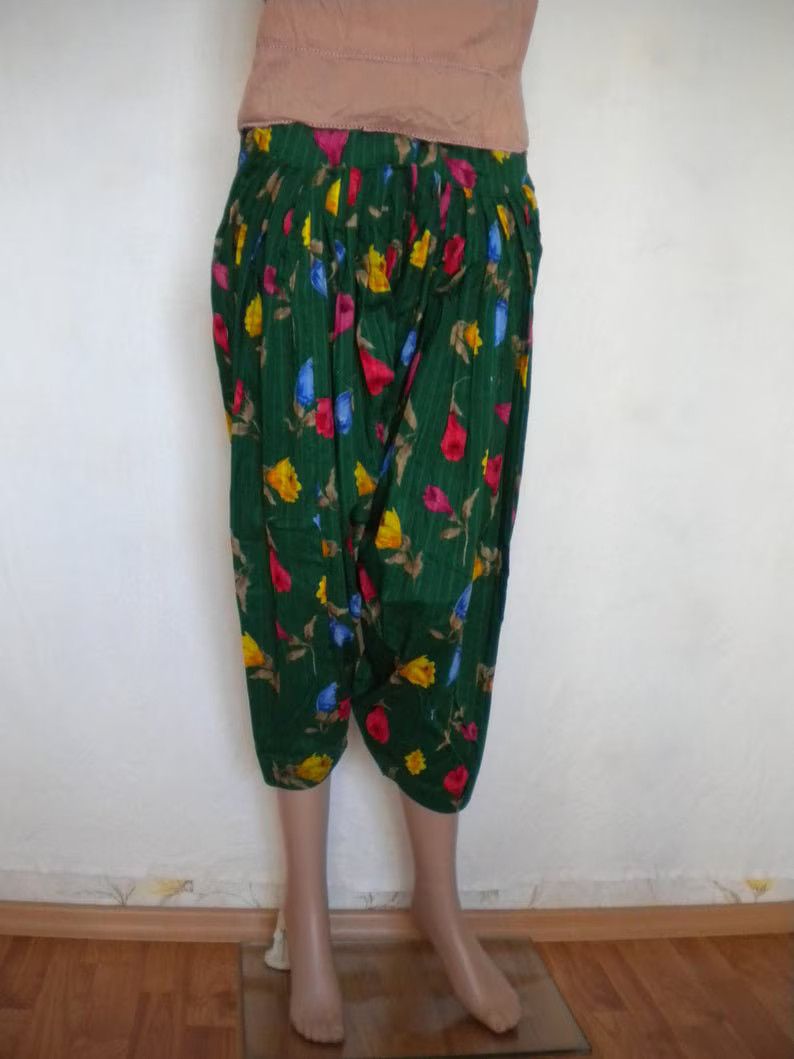 Other drop crotch women`s pant, S M thai harem oriental pants Size 27" / US 4 / IT 40 - 4 Thumbnail