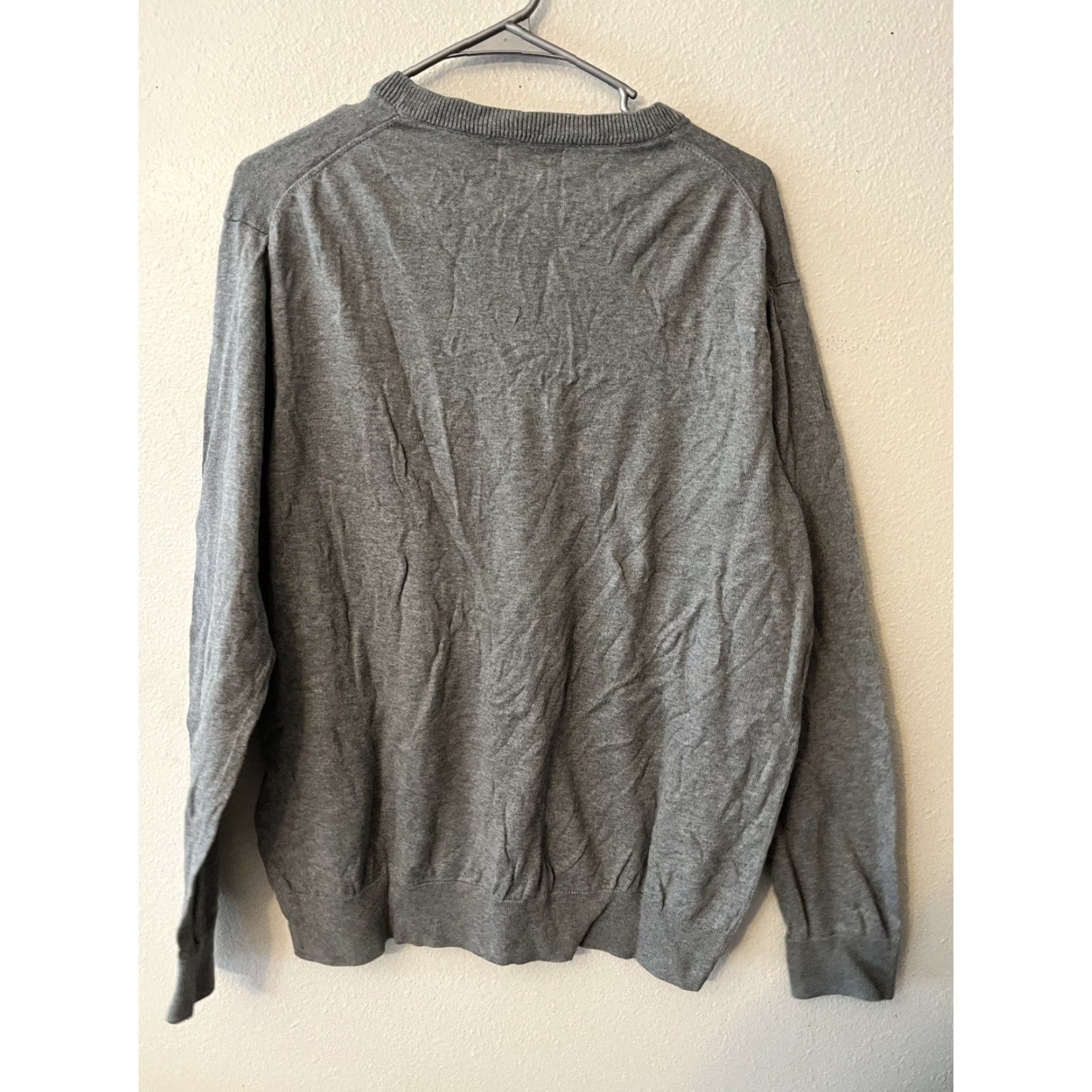 Nautica Nautica Shirt Men's XL Long Sleeve V-Neck Gray Solid Luxury Performance Embroidered Logo Pullover Knit Classic All Seasons Size US XL / EU 56 / 4 - 3 Thumbnail