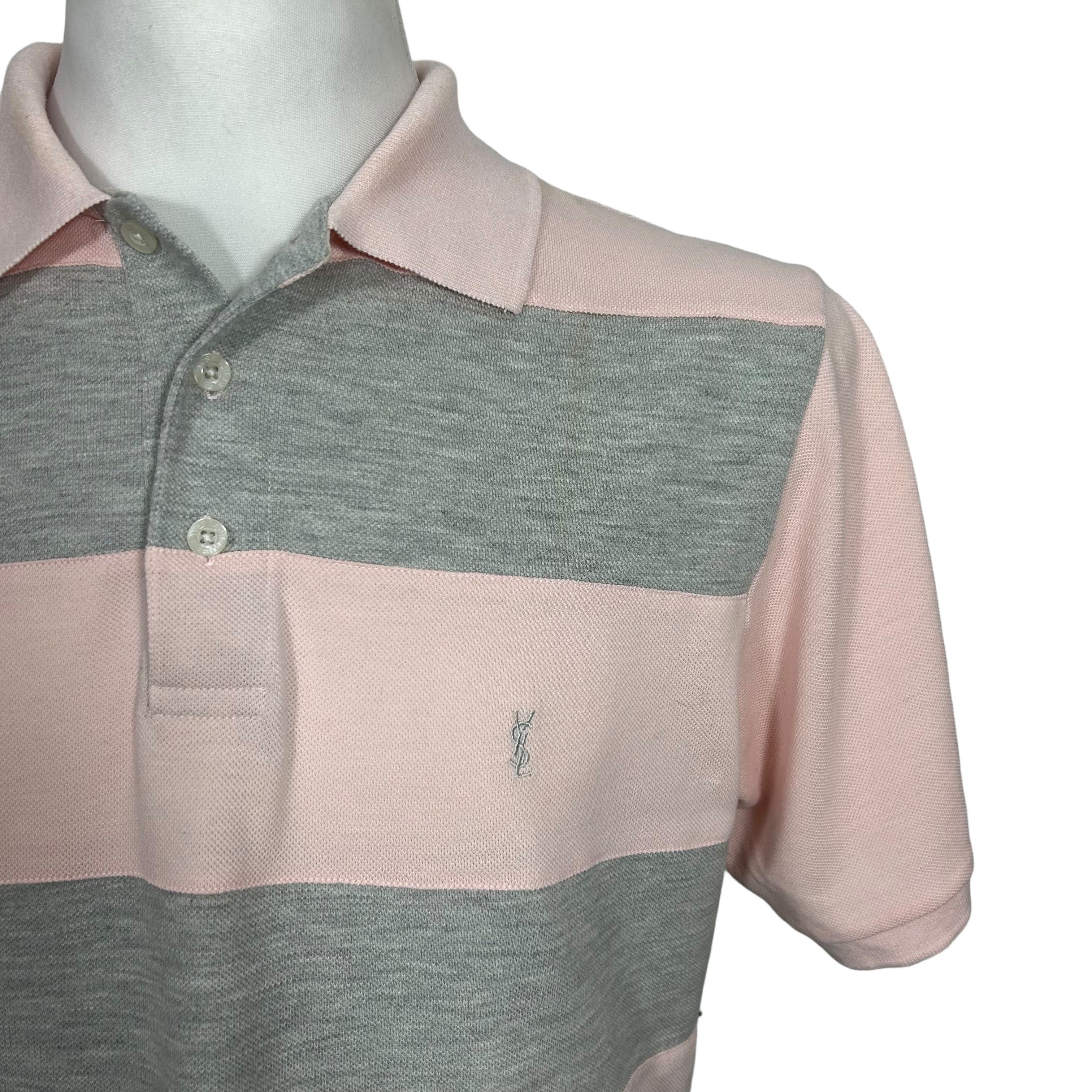 Yves Saint Laurent YSL Pour Homme Gray Pink Striped Polo Shirt M Size US M / EU 48-50 / 2 - 3 Thumbnail