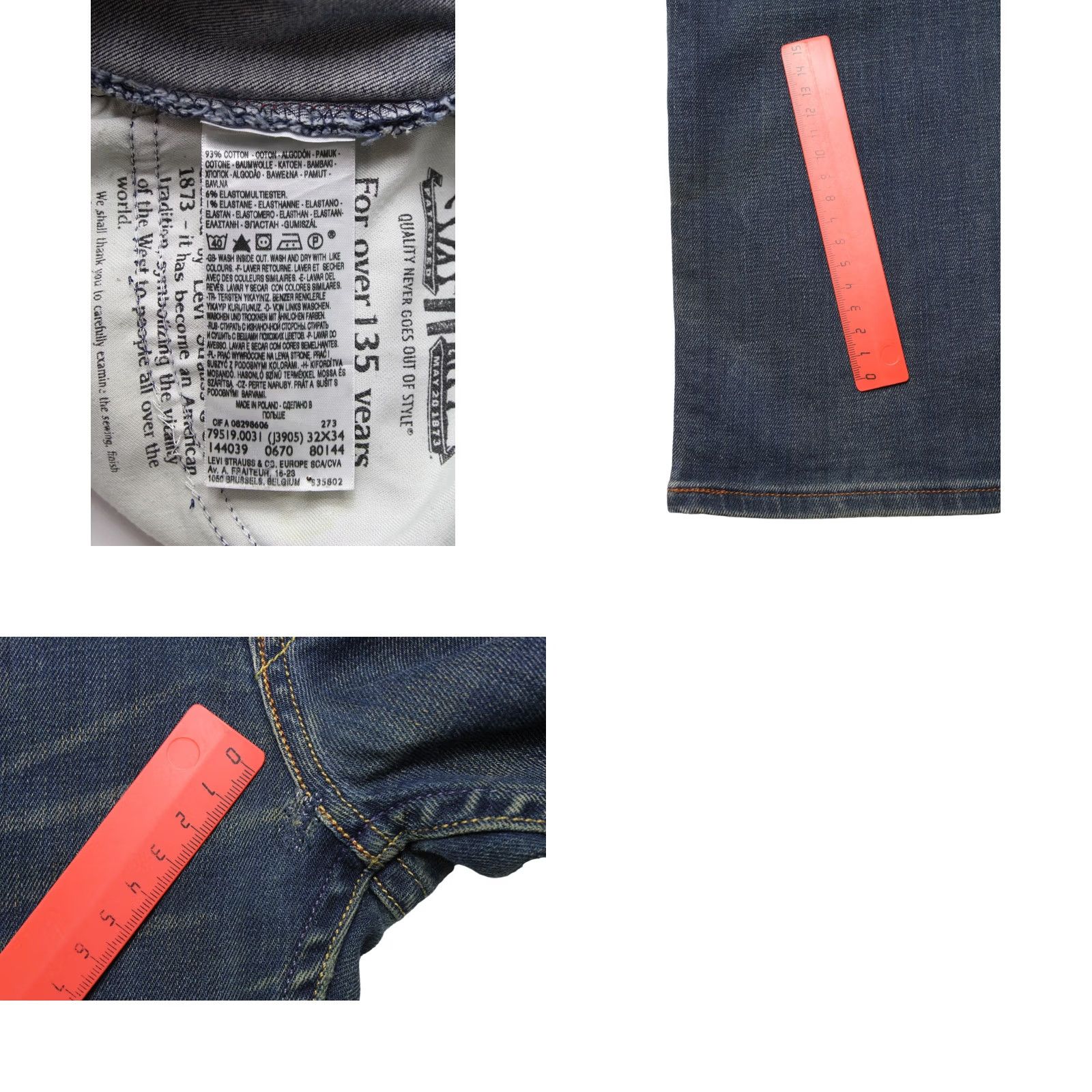 Levi's LEVI'S Jeans Slim Fit Whiskers Faded Blue Denim Men W32/L34 Jeans Slim Blue Whiskers Faded Denim Men W32/L34 Size US 32 / EU 48 - 8 Thumbnail