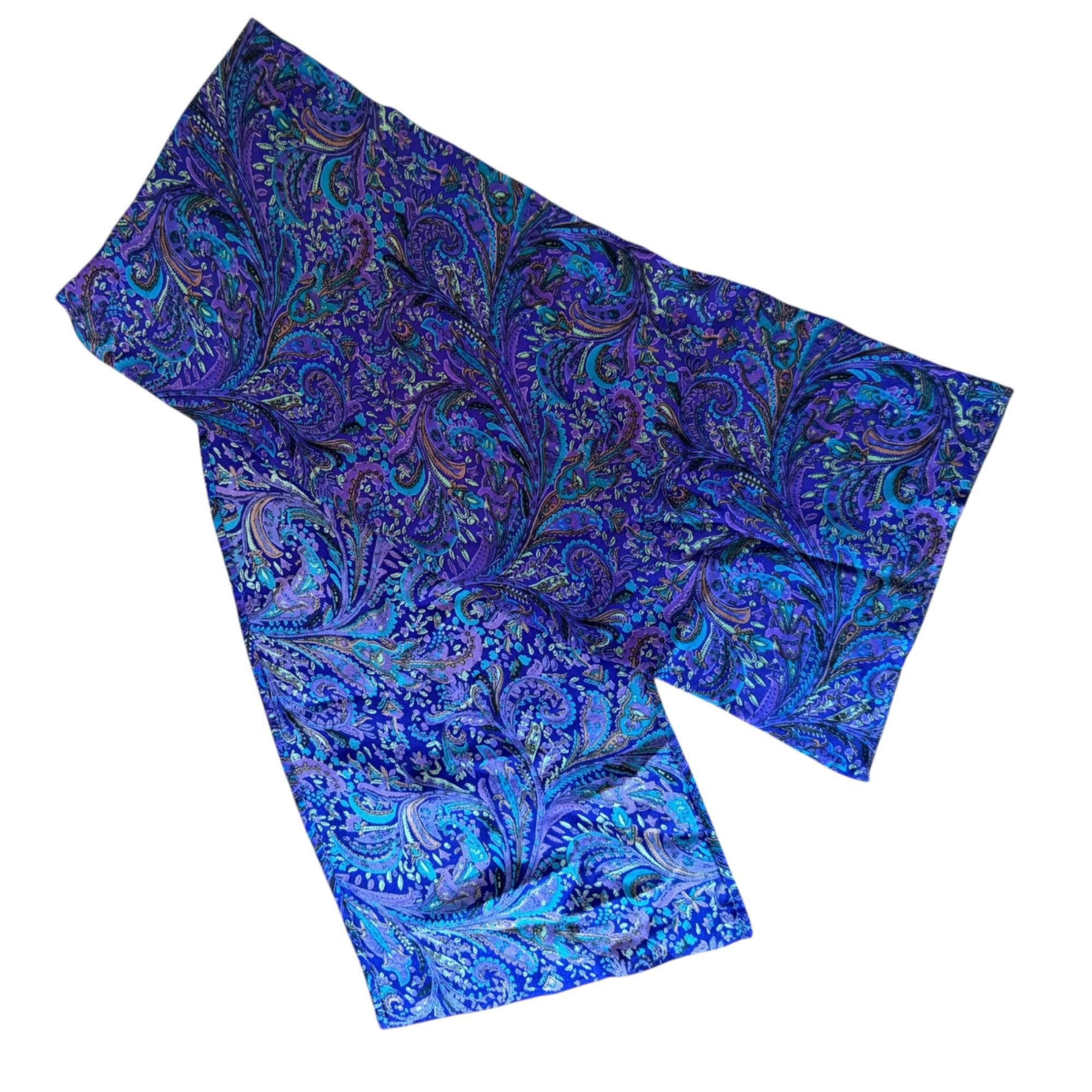 Vintage Vintage Vibrant Ornate Purple Paisley Motif Scarf Ascot Tie Size ONE SIZE - 1 Thumbnail