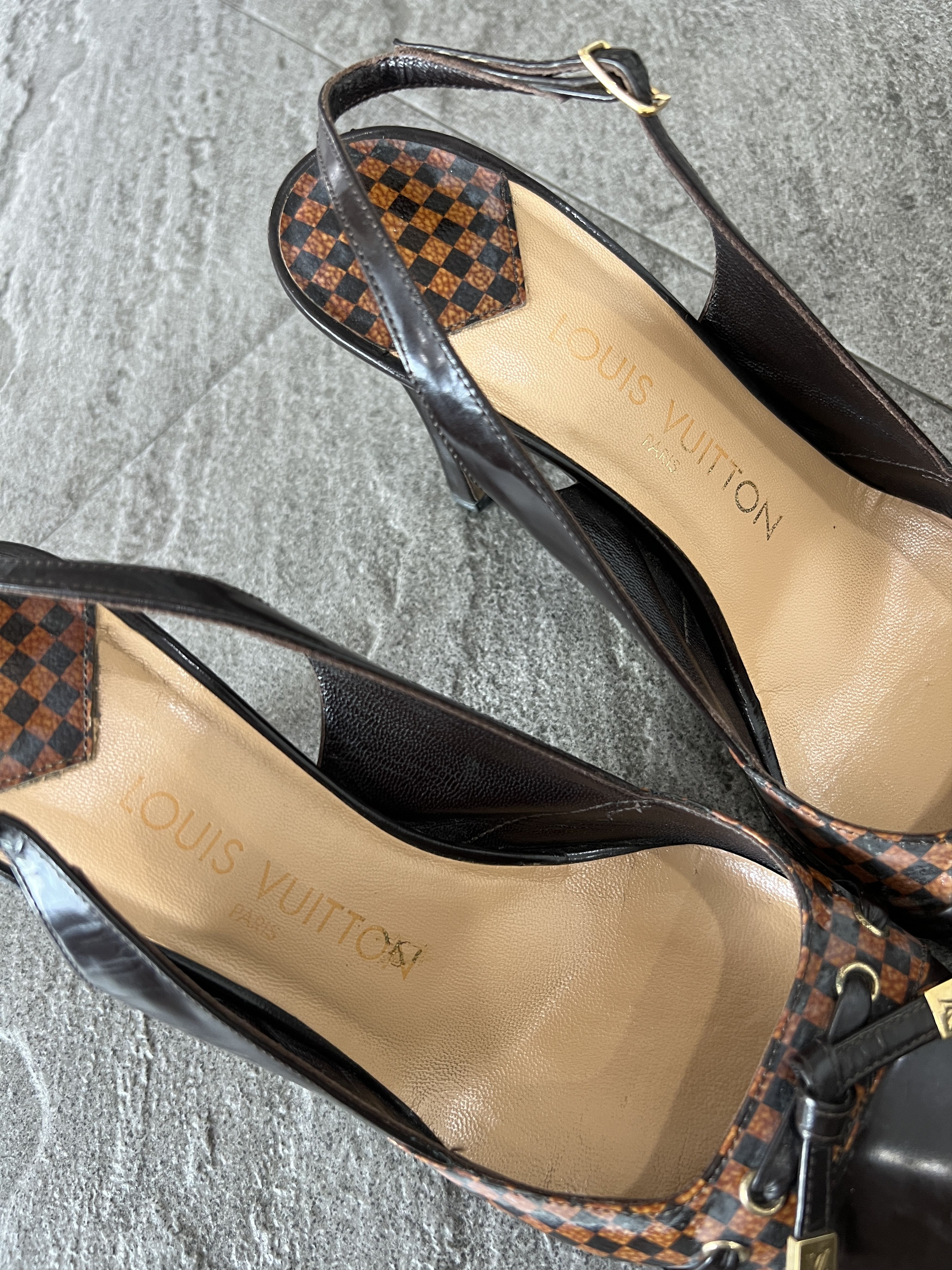 Louis Vuitton Louis Vuitton Damier Slingback Heels Brown 37.5 Size US 7.5 / IT 37.5 - 9 Thumbnail