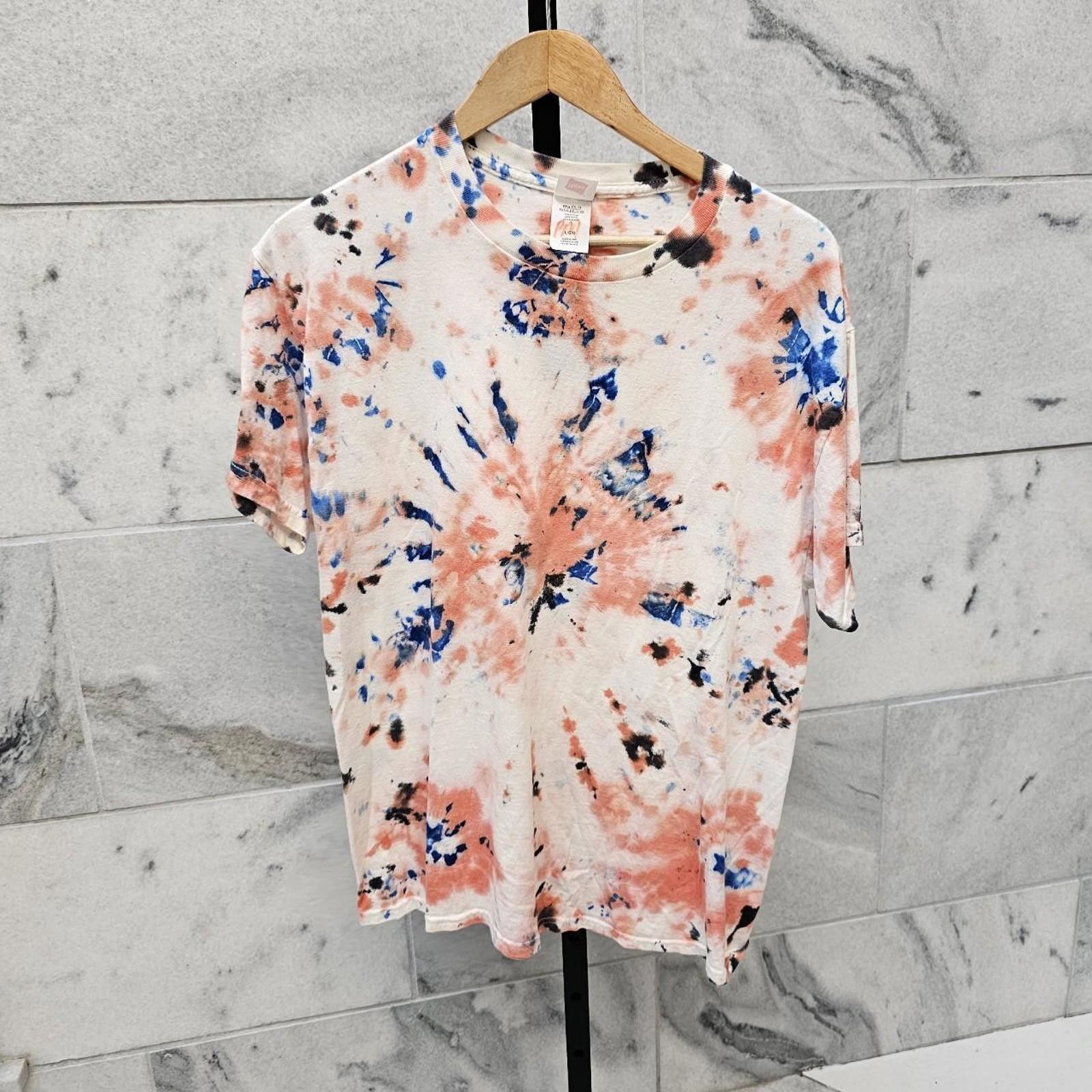 Hanes Hanes Handmade Tie-Dye Orange and Blue T-shirt Size US M / EU 48-50 / 2 - 1 Thumbnail