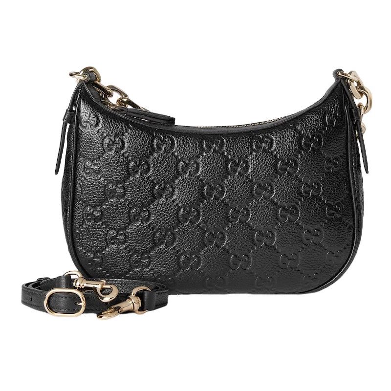 Gucci GUCCI GG Medium Black Leather Shoulder Bag New Auth Size ONE SIZE - 4 Thumbnail