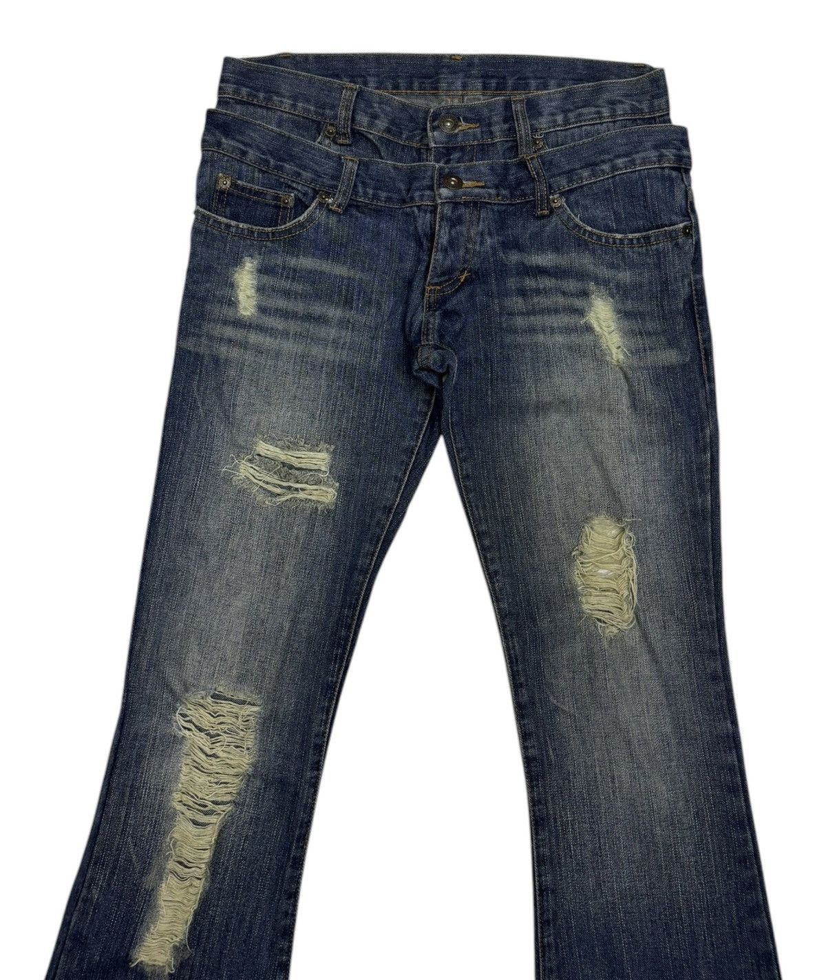 If Six Was Nine × Japanese Brand × Le Grande Bleu (L.G.B.) Cocobongo Tokyo Double Waist Flared Jeans Distressed Denim Size US 29 - 5 Thumbnail