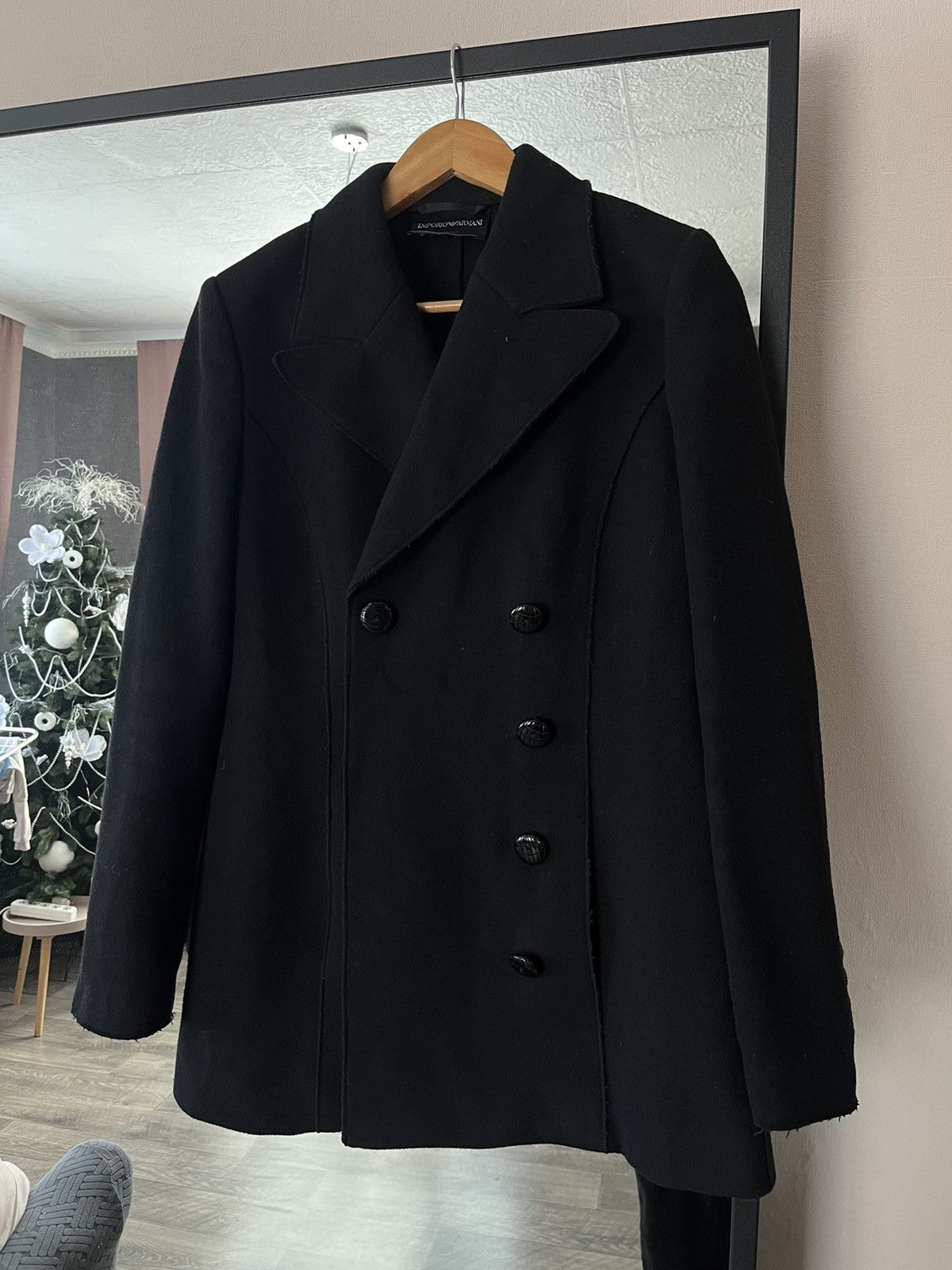 Emporio Armani Emporio Armani Black Wool Double Breasted Peacoat Jacket Size US S / EU 44-46 / 1 - 2 Thumbnail