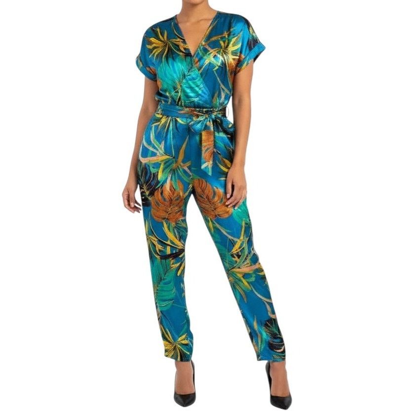 Zara Zara TRF Collection Green Printed Shortsleeve Jumpsuit, M Size 30" / US 8 / IT 44 - 7 Thumbnail