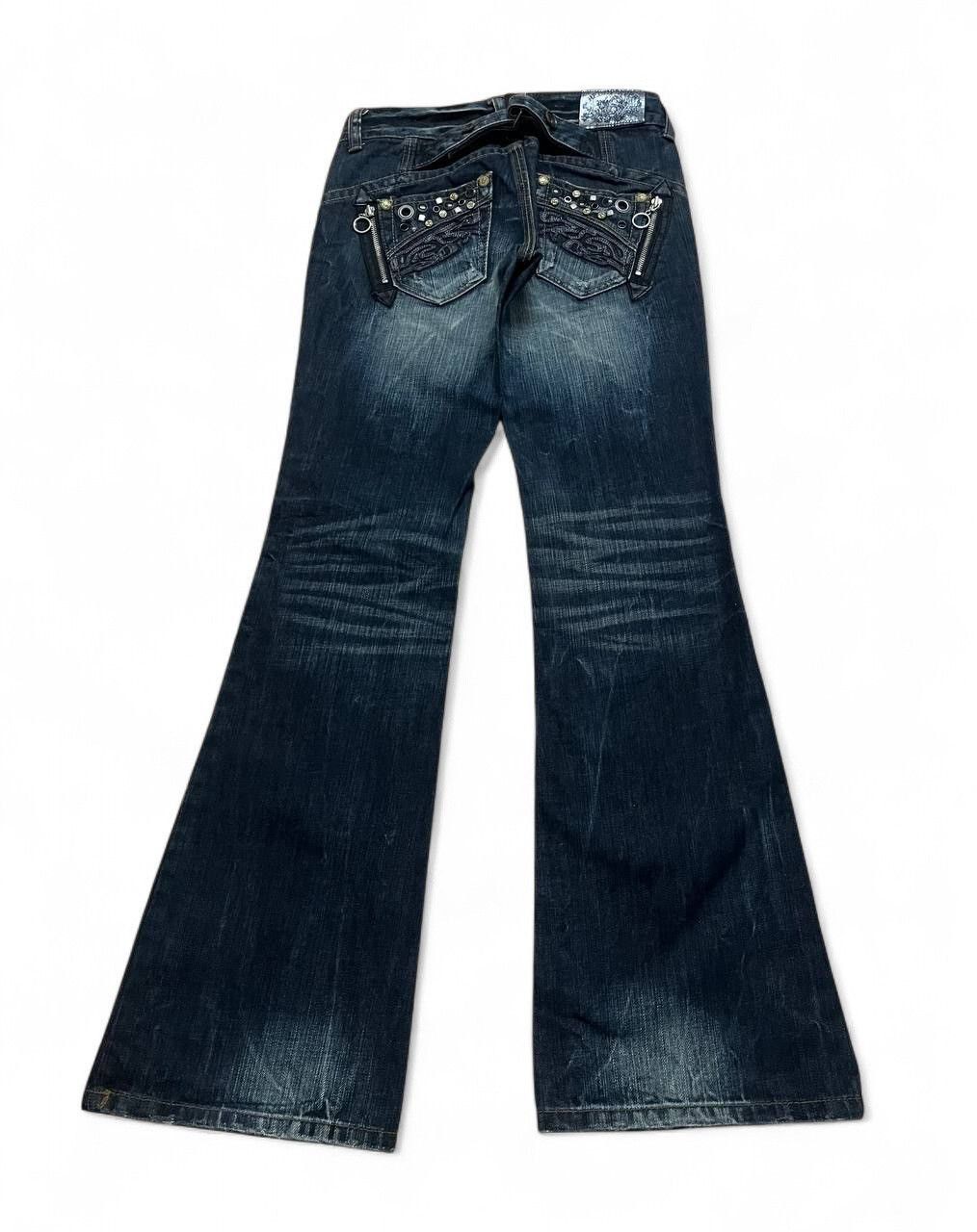 Tornado Mart Flare Jeans redpepper stud distressed low rise buckleback Size US 28 / EU 44 - 2 Thumbnail