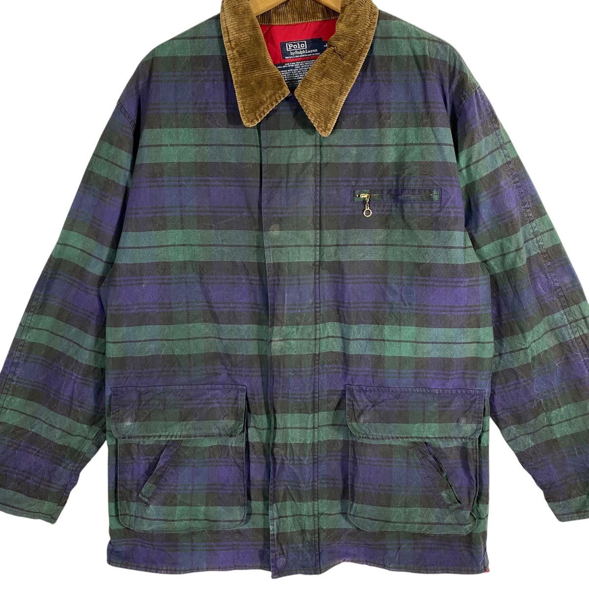 Polo Ralph Lauren × RRL Ralph Lauren × Vintage Vintage 90s Polo Ralph Lauren Oilskin Waxed Plaid Field Size US L / EU 52-54 / 3 - 4 Thumbnail