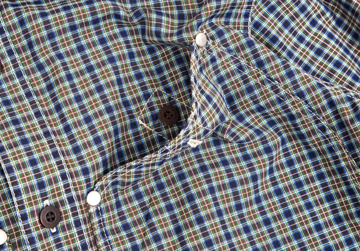 Junya Watanabe Checkered Pocket Shirt in Navy Tea Green, Size XS Size US XS / EU 42 / 0 - 7 Thumbnail