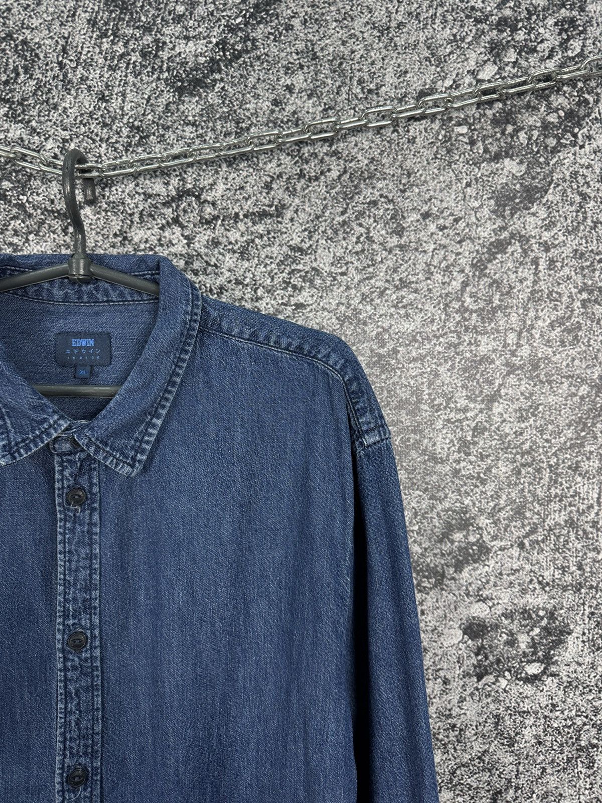 Edwin Men’s Edwin Indigo Long Sleeve Denim Shirt Button Up Size XL Size US XL / EU 56 / 4 - 2 Thumbnail