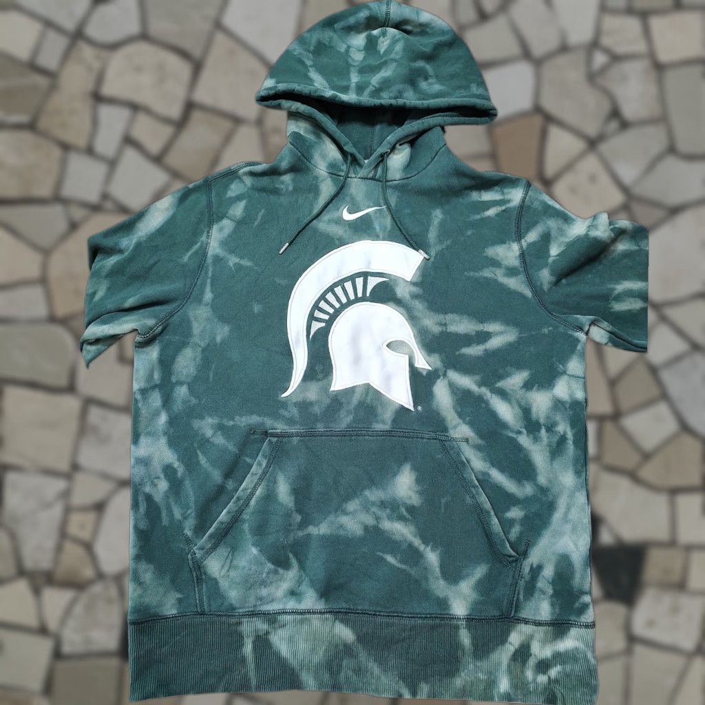 Nike Nike Hoodie Mens M Tie Dye Acid Wash Green Spartan Michigan 90s Colorful Sports Logo Sweatshirt Size US M / EU 48-50 / 2 - 1 Thumbnail