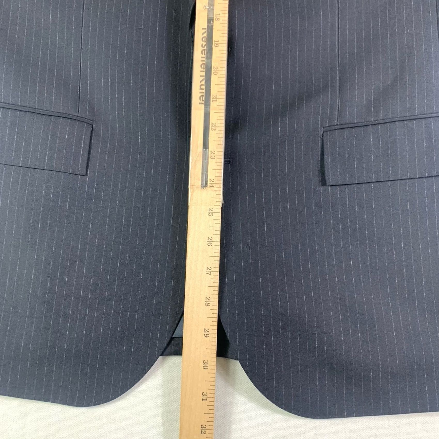 J.Crew J.CREW Ludlow Suit Jacket Men 40R Slim Super 120 Wool Black Pinstripe Notch Lapel Two-Button Single-Breasted Regular Fit Dress Coat Jacket Size 40R - 2 Thumbnail