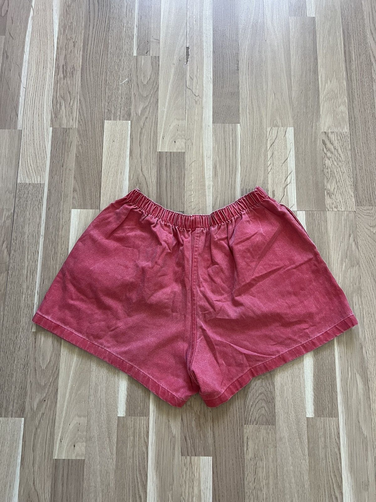 Adidas × Vintage Adidas vintage red denim work shorts faded 90s archive Size US 34 / EU 50 - 4 Thumbnail