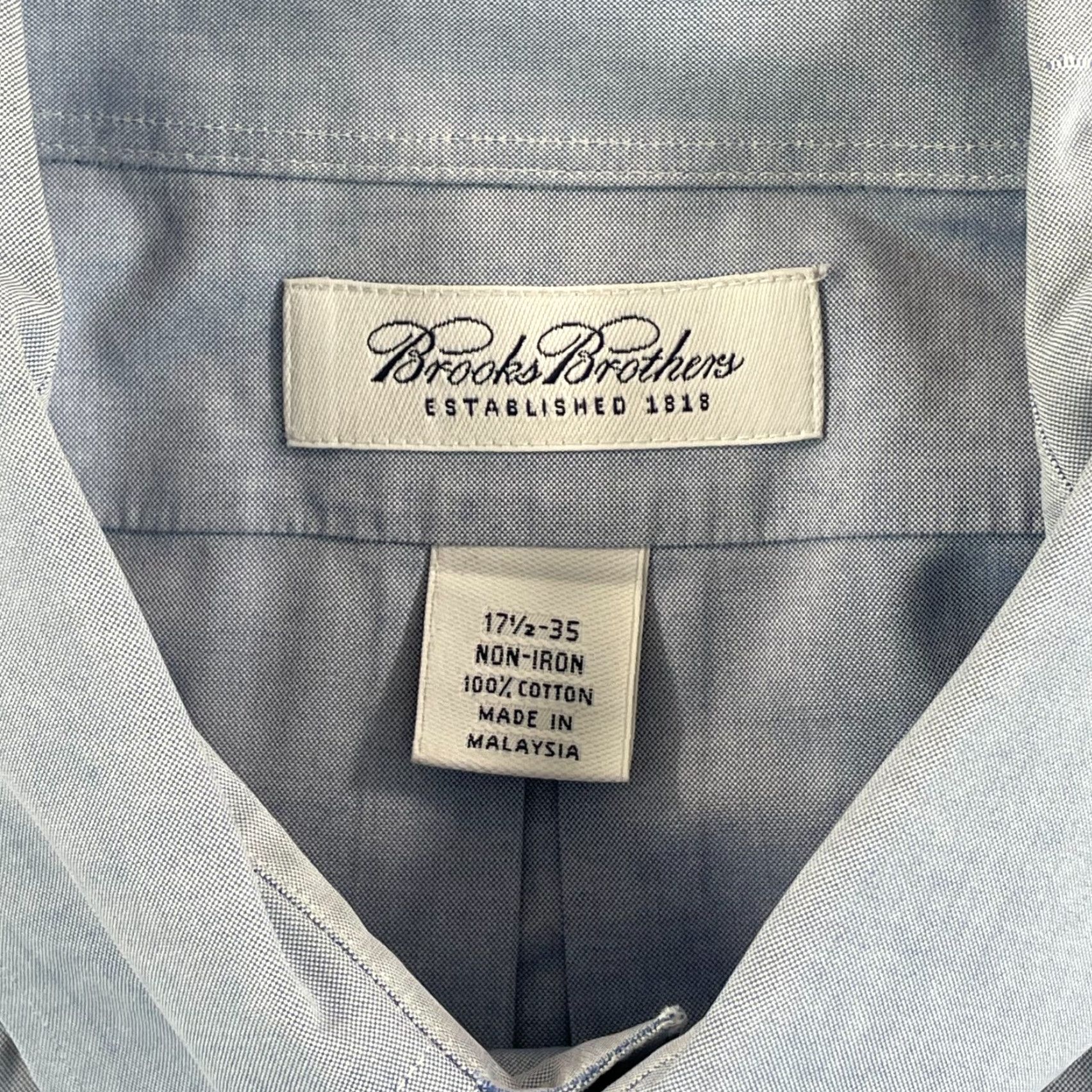 Brooks Brothers Brooks Brothers Dress Shirt Men 17.5 Non-Iron Classic Fit Long Sleeve Pocket Blue 90s Classic Designer Preppy Mens Size 48R - 2 Thumbnail