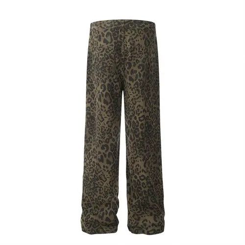 VIBE Loose casual punk washed workwear leopard print jeans y2k Size US 32 / EU 48 - 3 Thumbnail
