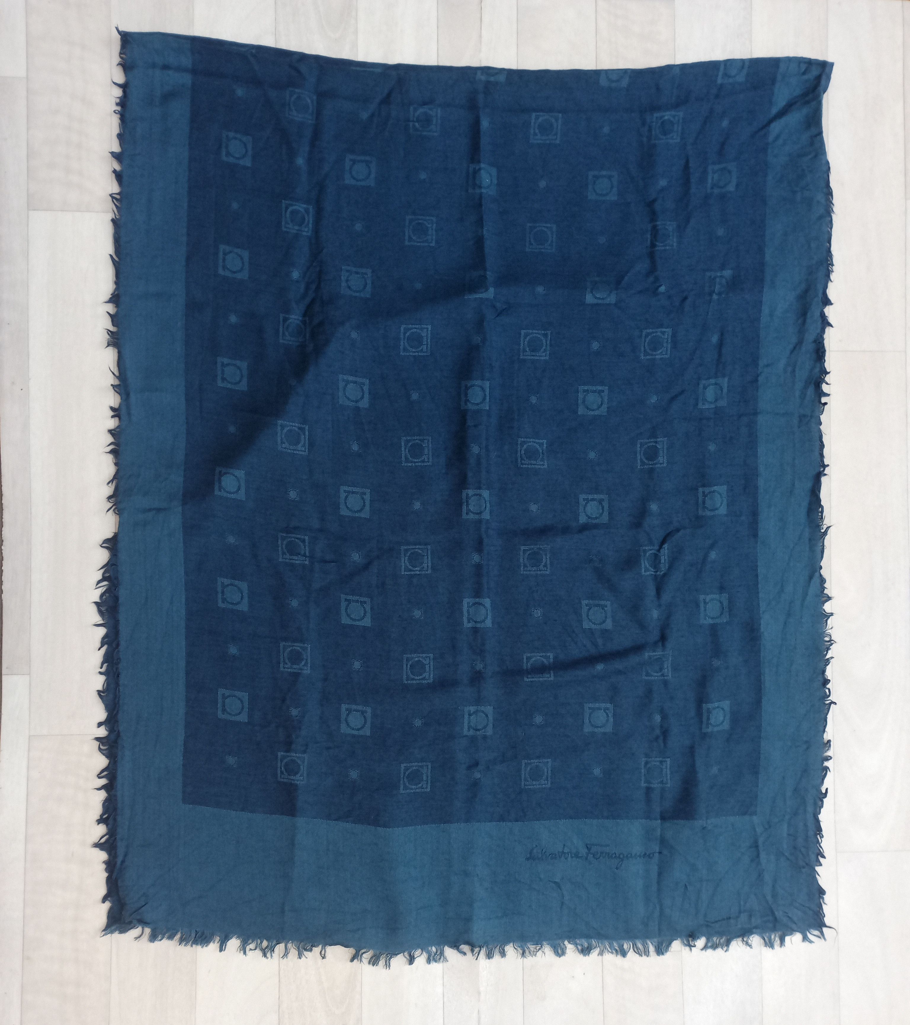 Salvatore Ferragamo Salvatore Ferragamo Silk Wool Scarf Gancini Size ONE SIZE - 3 Thumbnail