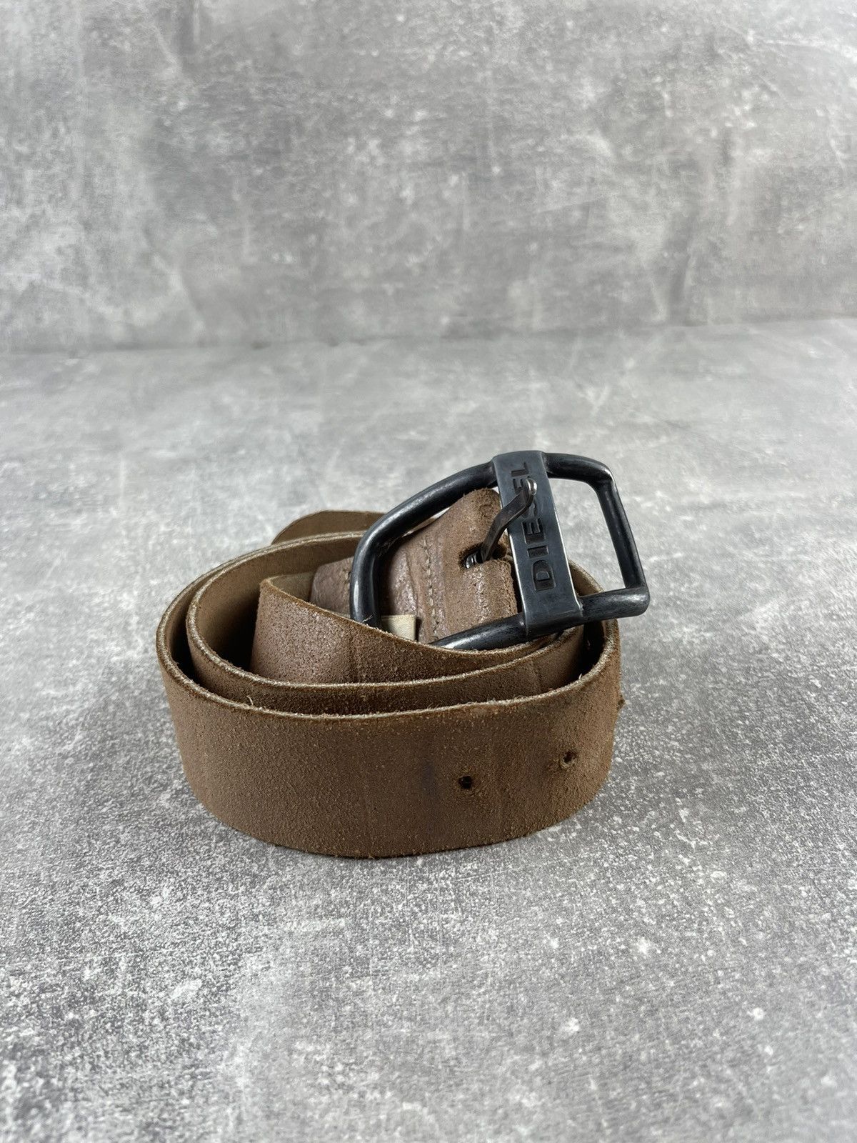 Diesel × Vintage Diesel Italy Y2K Brown Leather Belt with Black Buckle Logo Size ONE SIZE - 1 Thumbnail