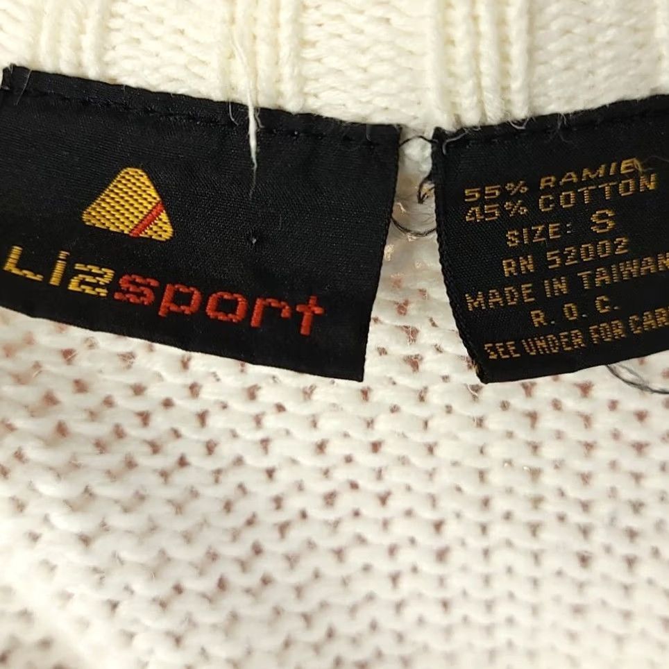 Vintage VINTAGE Liz Sport Sweater Shirt Womens Small White Striped Palm Trees 80s 90s Tropical Pullover Size S / US 4 / IT 40 - 5 Thumbnail