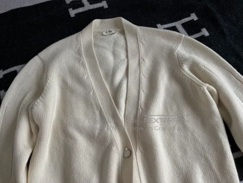 Hermes Hermes Open cardigan pure cashmere, white sweater Size XS / US 0-2 / IT 36-38 - 4 Thumbnail