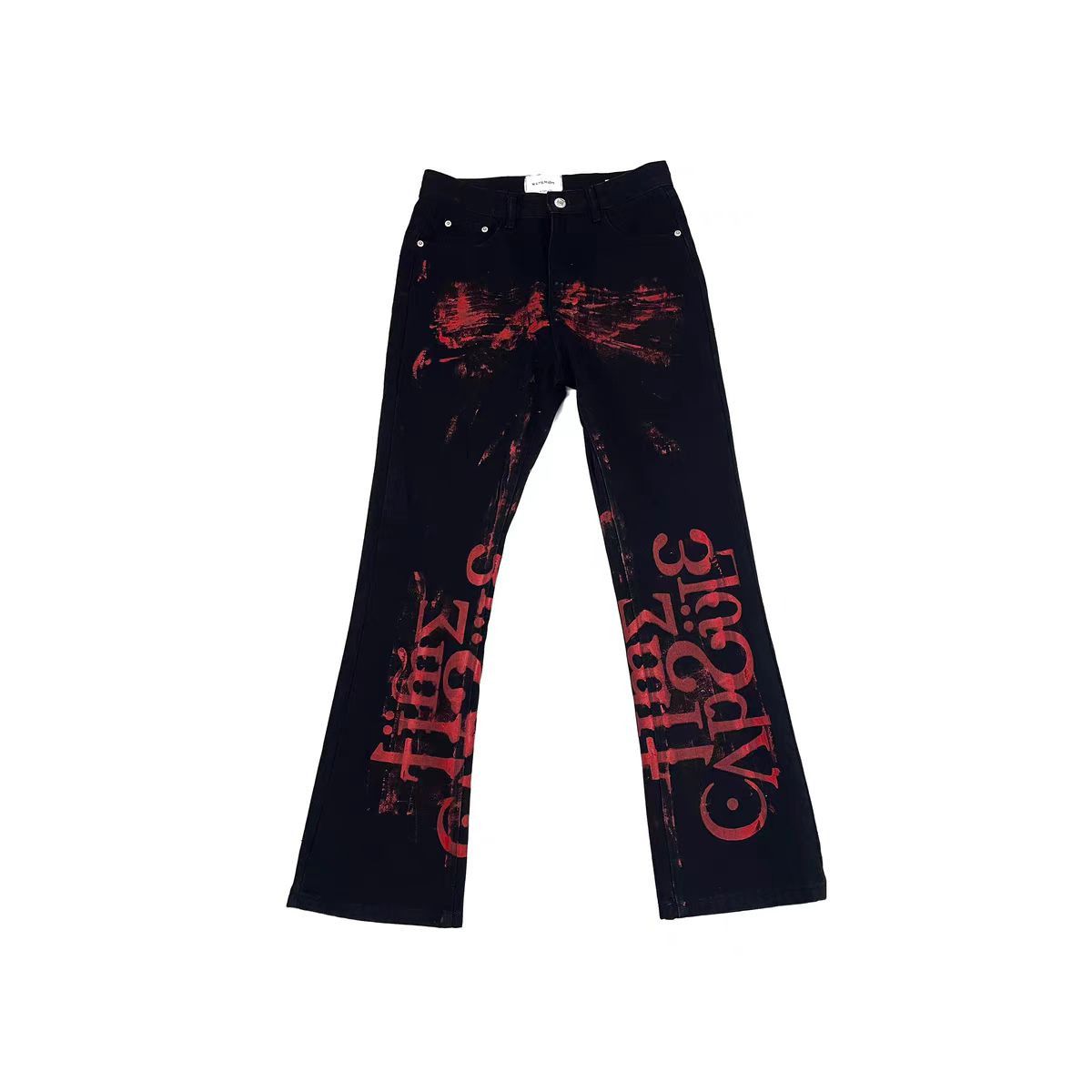 Designer Handmade monogrammed Y2K punk micro flare jeans Size US 30 / EU 46 - 6 Thumbnail
