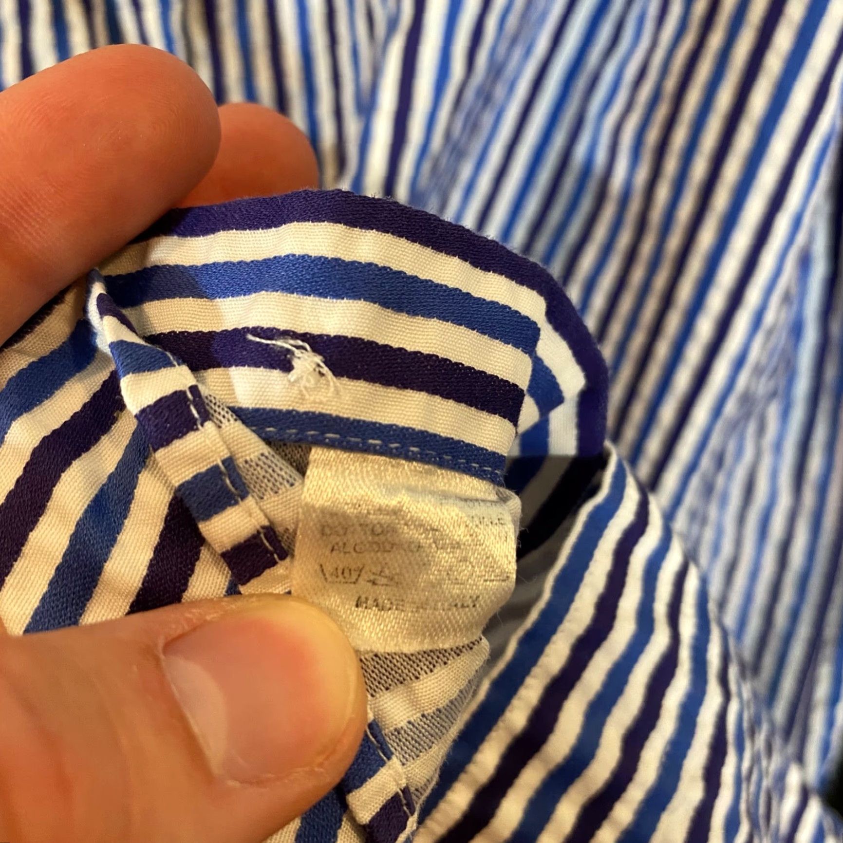 Etro VINTAGE ETRO Milano Shirt Mens 43 Blue Striped Cotton Button-Up Casual Dress L/S Italy Size US XL / EU 56 / 4 - 7 Thumbnail