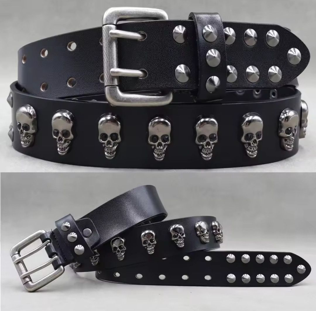 Japanese Brand Rivet Skull Studded Belt Gothic Street Wear 34-38 Size 38 - 1 Thumbnail