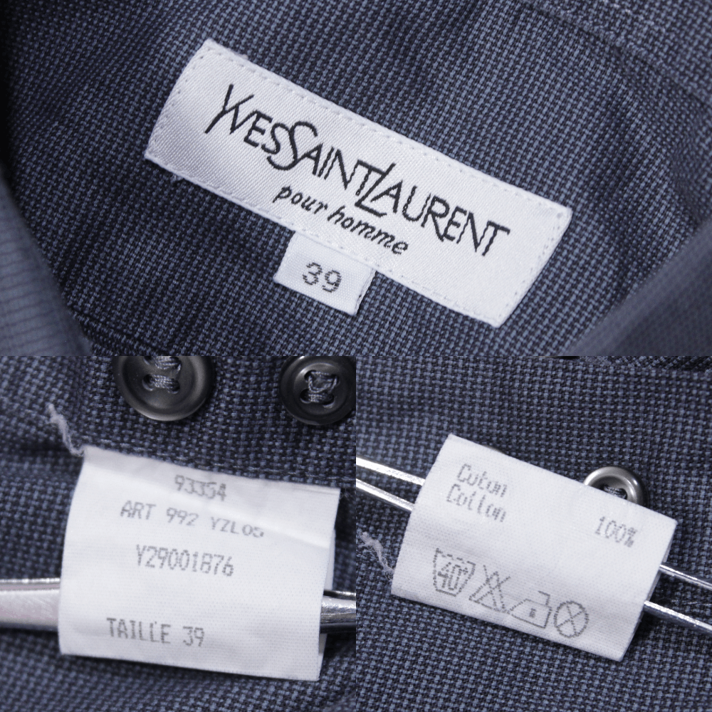 Yves Saint Laurent 90S YSL Logo Plaid Textured Shirt Vintage Size US L / EU 52-54 / 3 - 8 Thumbnail