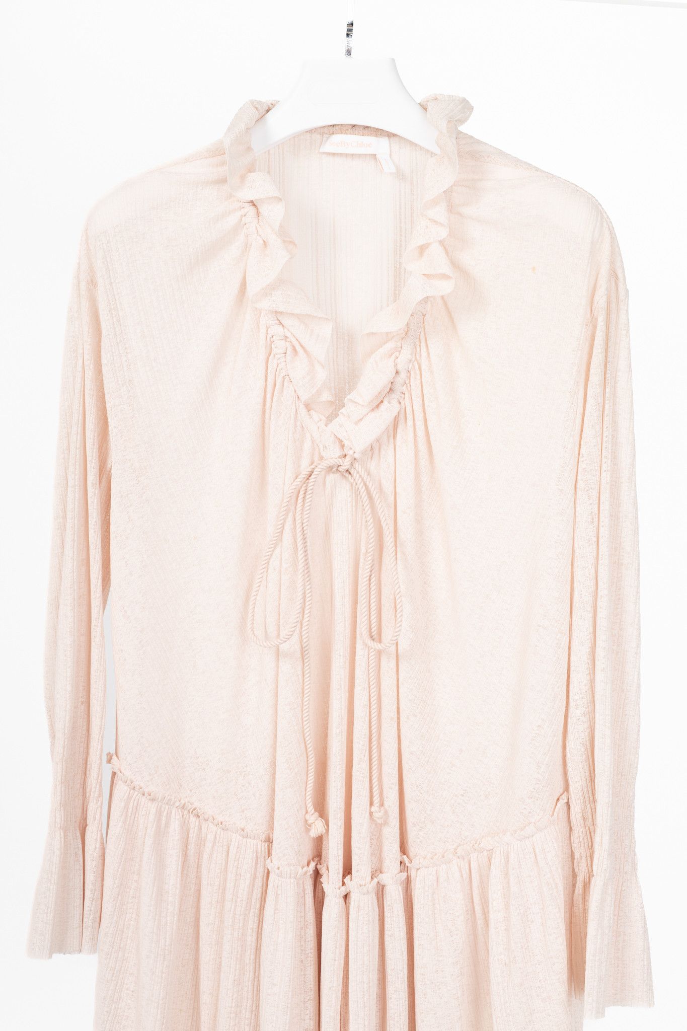 See by Chloe See by Chloe SS17 Bow-Detailed Ruffled Gauze Mini Dress Size M / US 6-8 / IT 42-44 - 3 Thumbnail