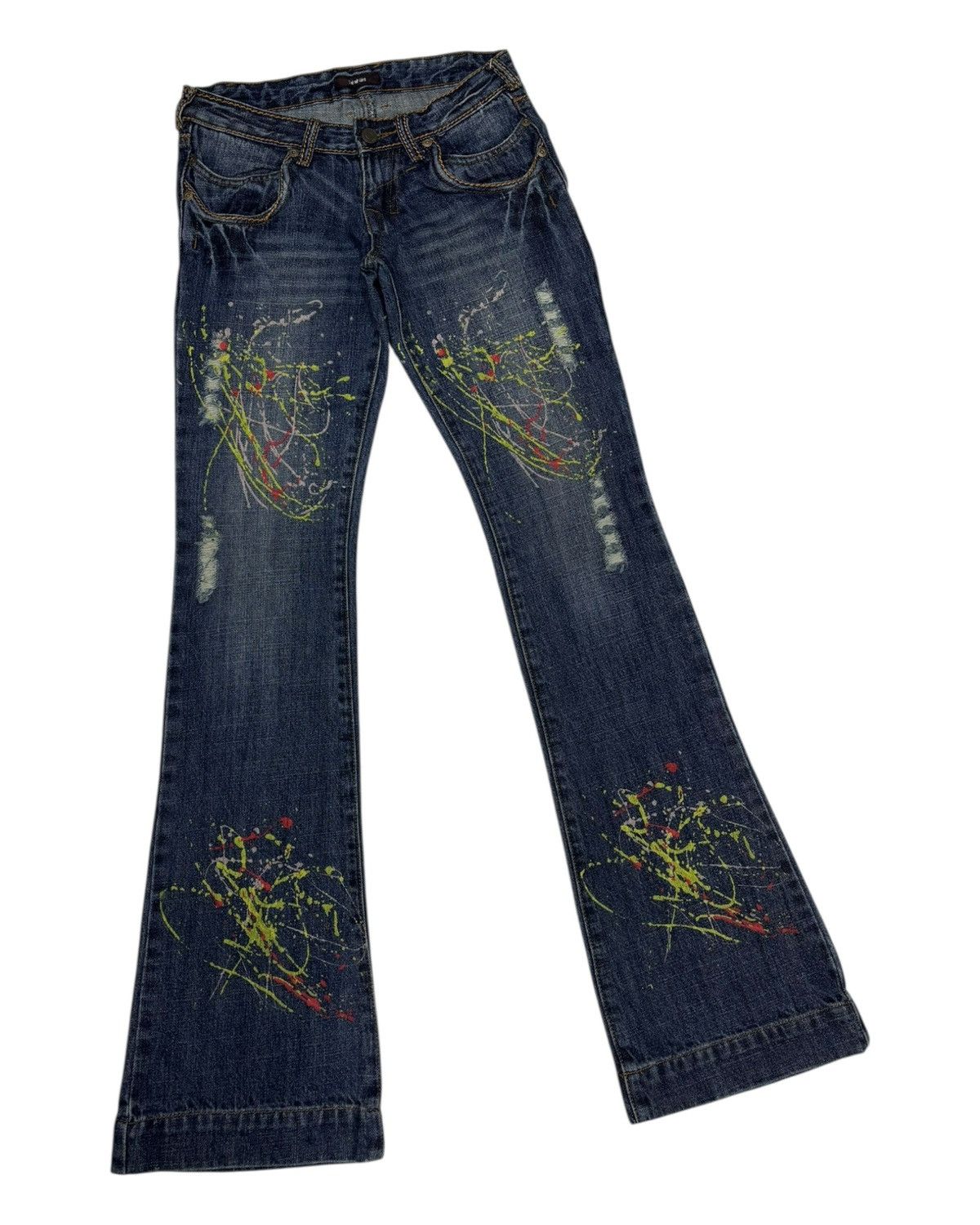 Le Grande Bleu (L.G.B.) Vintage Flared Jeans Japanese Spiral Girl Painter Bootcut Size 26" / US 2 / IT 38 - 3 Thumbnail