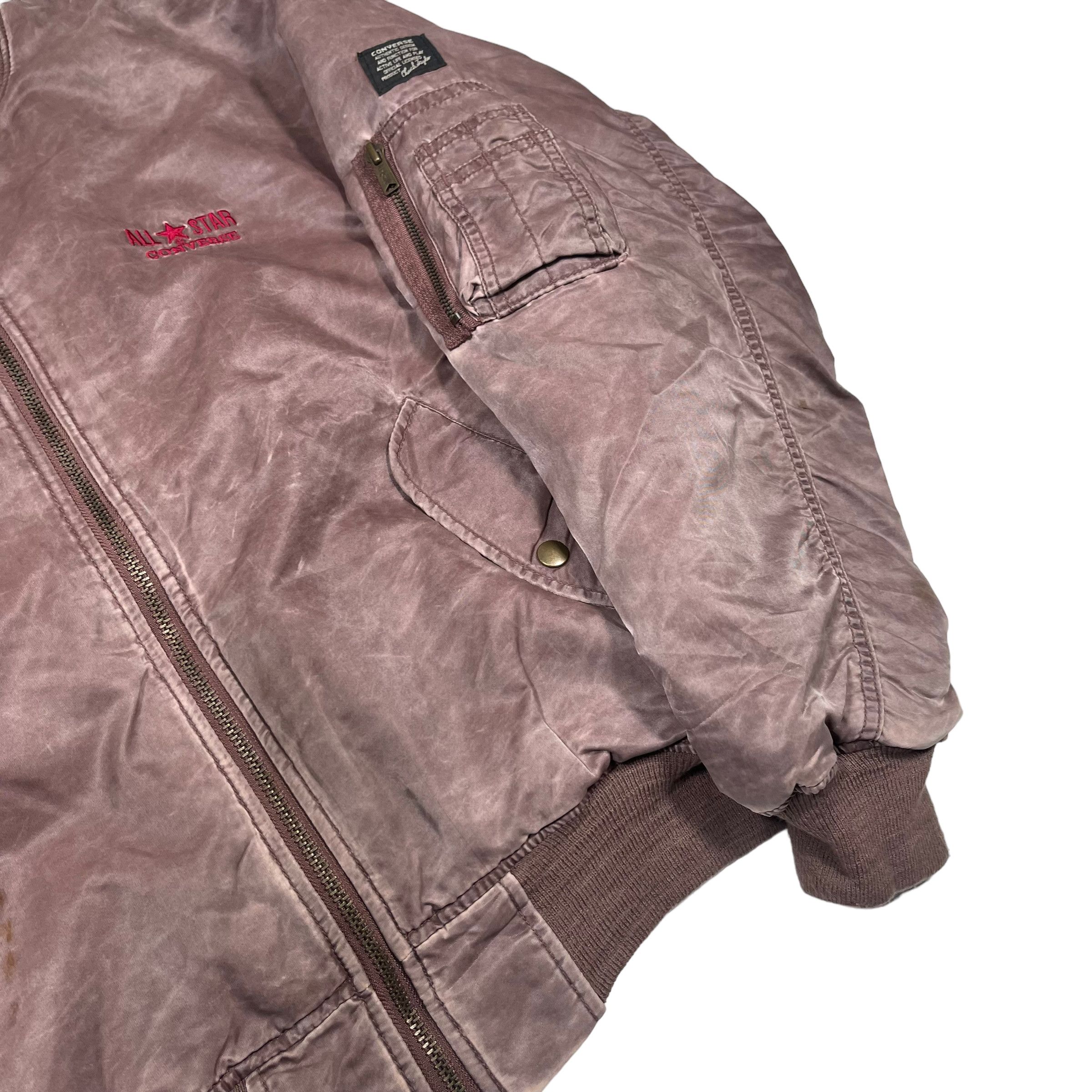 Converse × Vintage Vintage 1990s Converse Nylon Washed Bomber Jacket Size US M / EU 48-50 / 2 - 5 Thumbnail