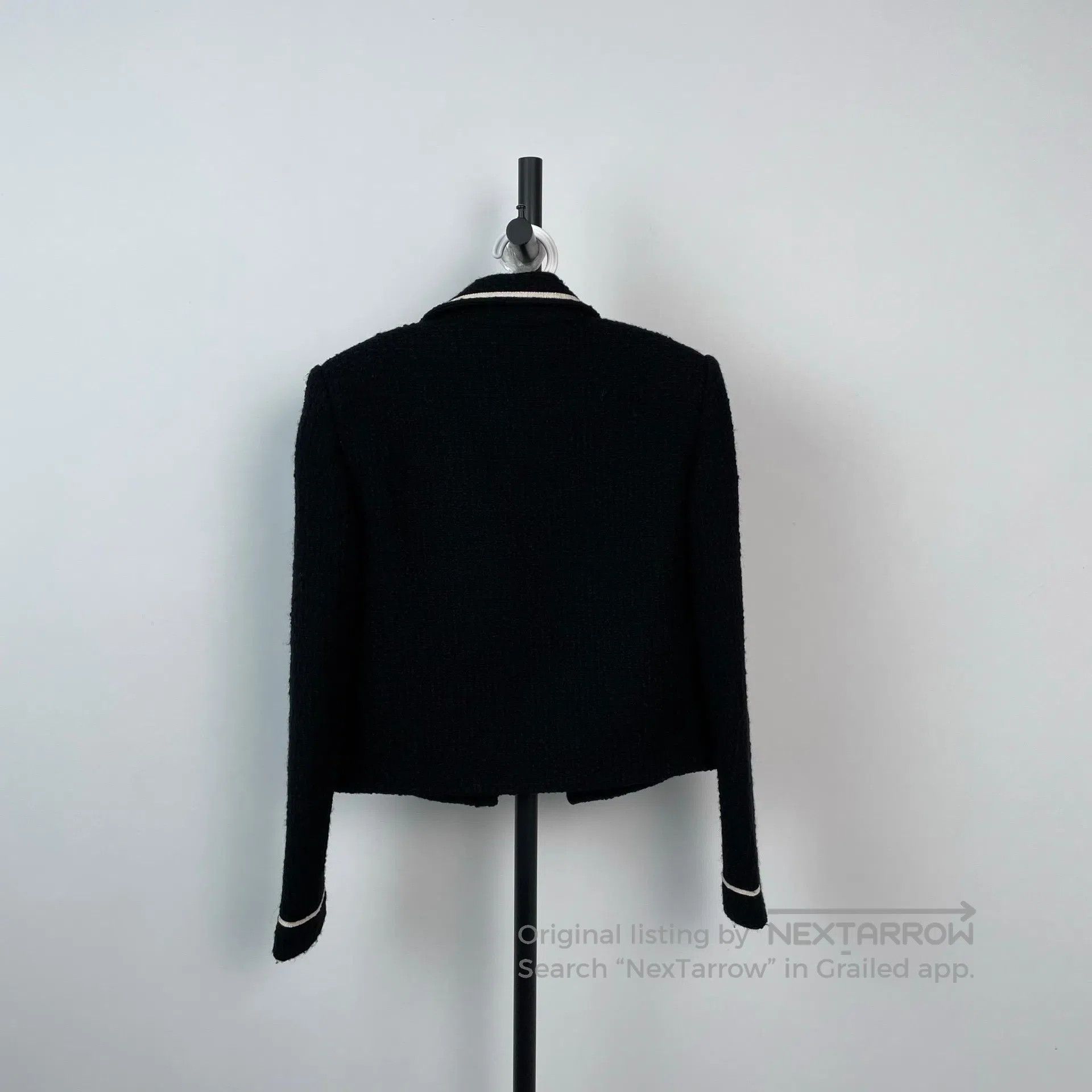 Celine CELINE Black Tweed Jacket with Gold Buttons| Size XXS / US 00 / IT 34 - 2 Thumbnail