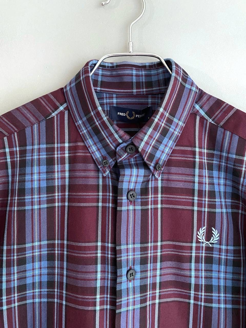 Fred Perry Fred Perry Men's Burgundy/Blue Tartan Winter Shirt, Size S Size US S / EU 44-46 / 1 - 7 Thumbnail