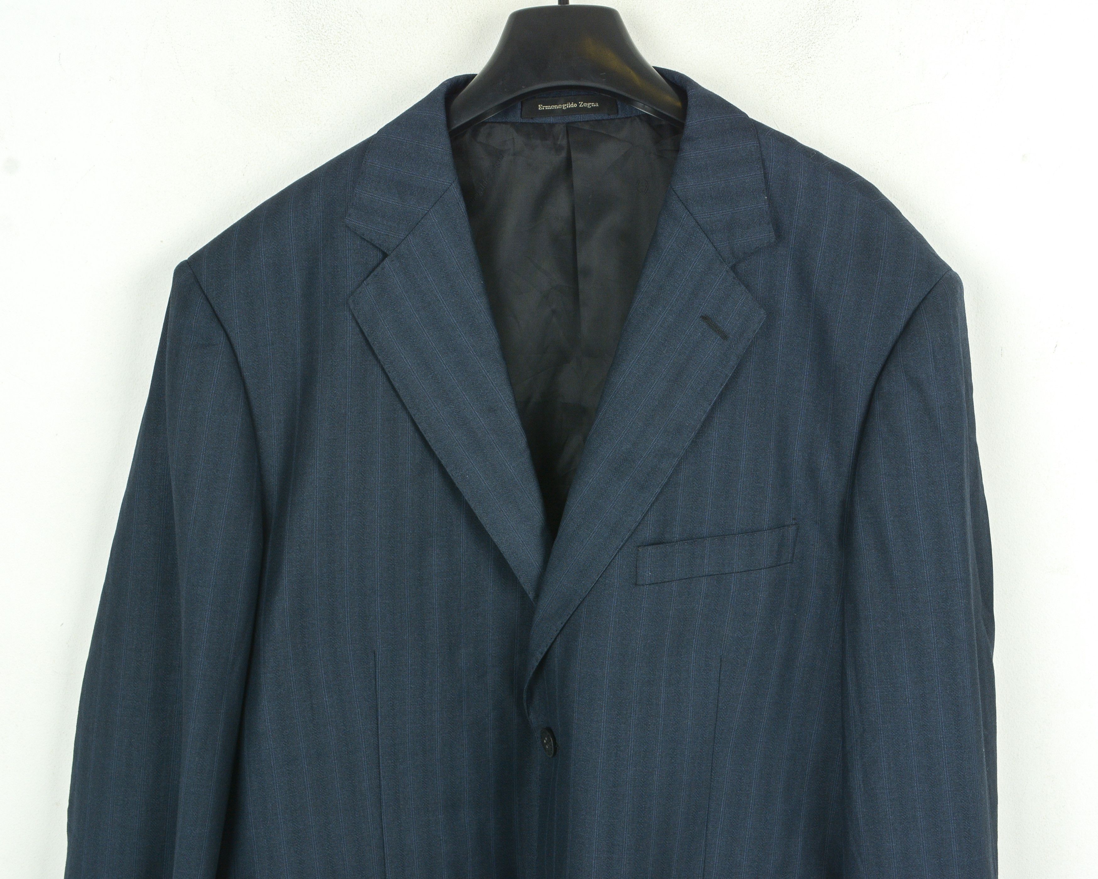 Ermenegildo Zegna × Vintage Blazer UK 46 US Jacket Striped Suit EU 56 Sport Coat XL Size 46R - 3 Thumbnail