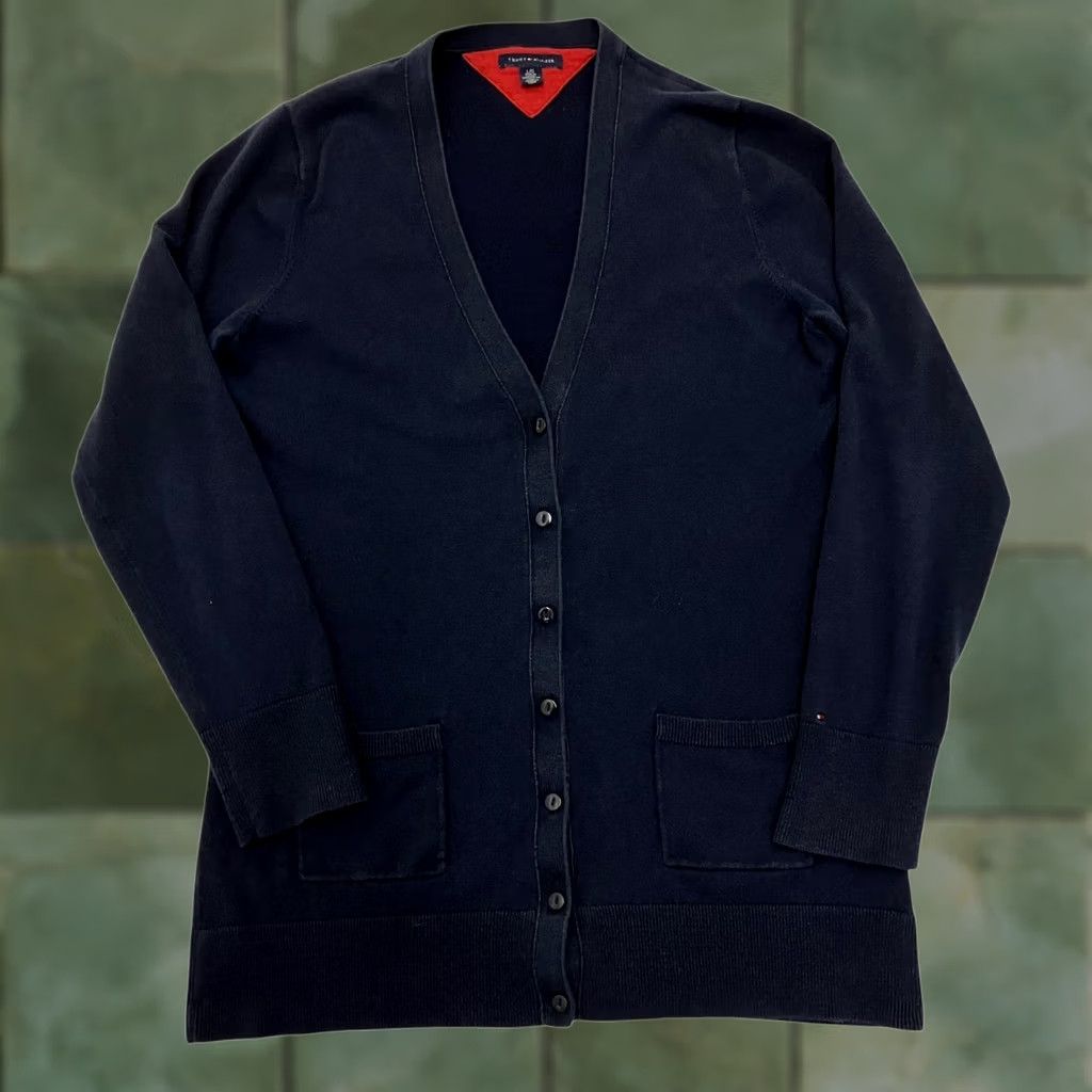 Tommy Hilfiger Tommy Hilfiger Cardigan Womens Large Navy Cashmere Cotton Button Front Size L / US 10 / IT 46 - 1 Thumbnail