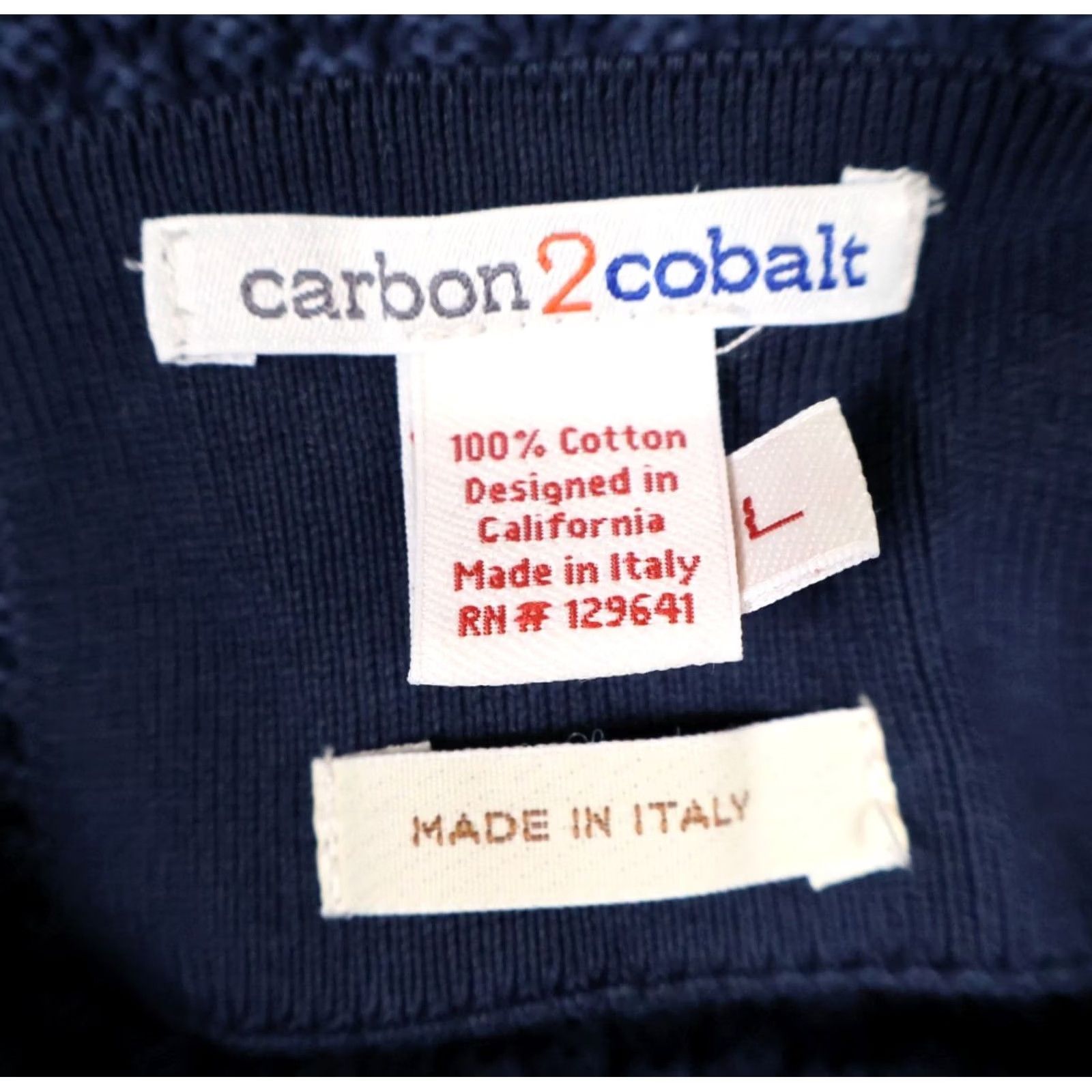 Carbon2Cobalt Carbon 2 Cobalt Sweater Men's Large Blue Waffle Knit Cotton Raglan Sleeve Italy Size US L / EU 52-54 / 3 - 3 Thumbnail