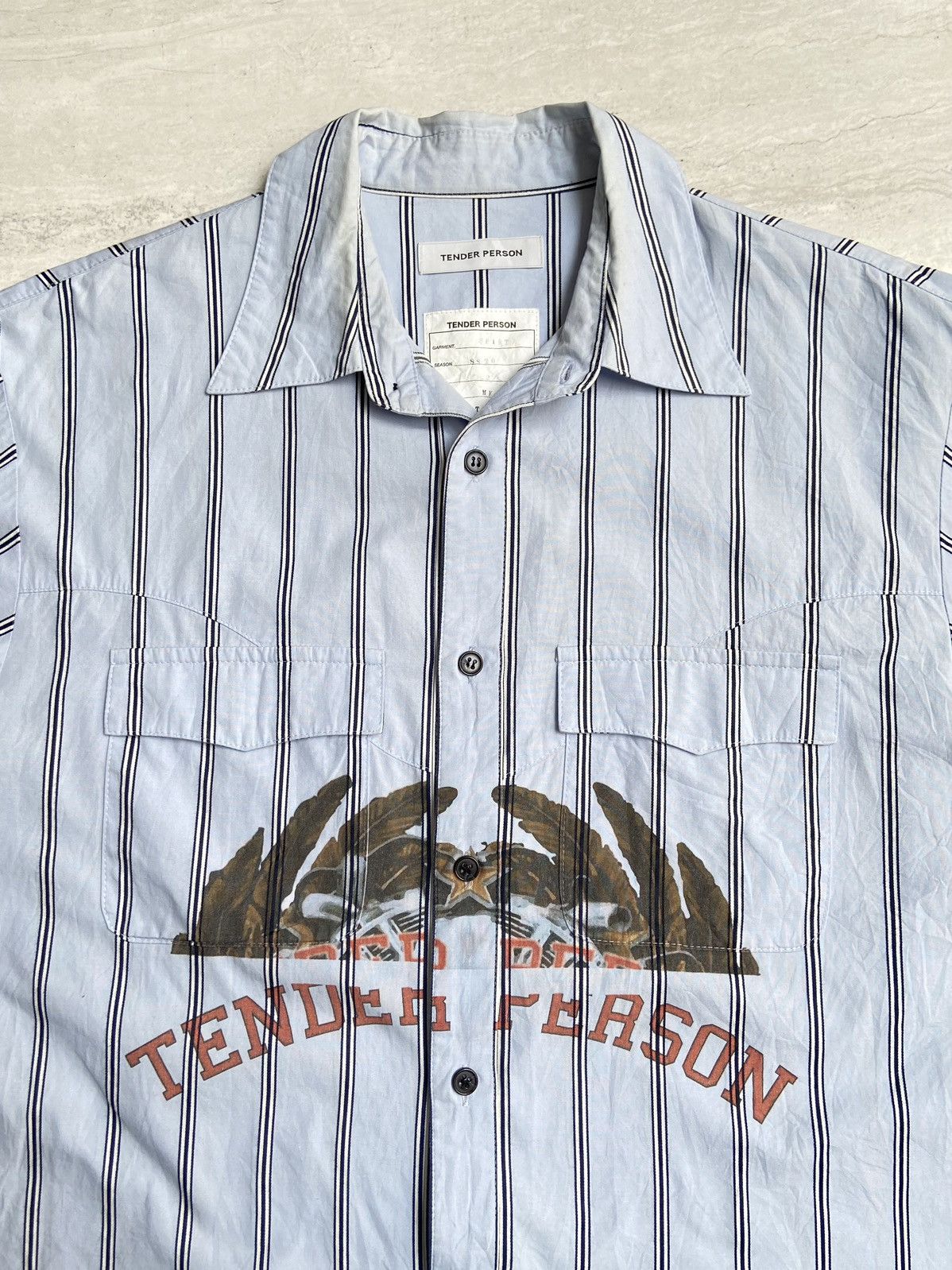 Designer × Japanese Brand TENDER PERSON Blue Striped Shirt Size US M / EU 48-50 / 2 - 8 Thumbnail