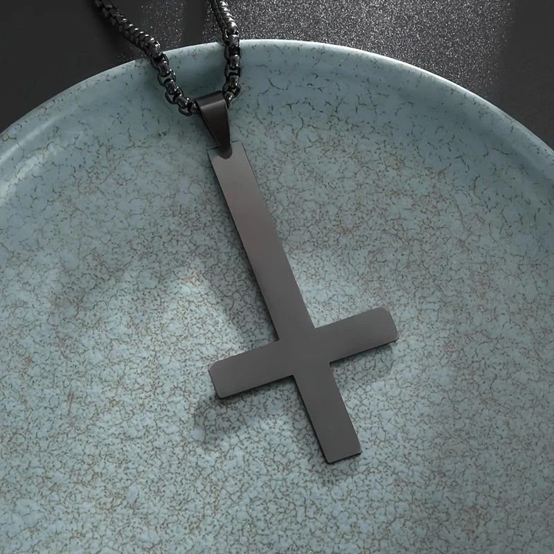 Other Black Saint Peter's Cross Necklace Inverted Stainless Steel Size ONE SIZE - 1 Thumbnail