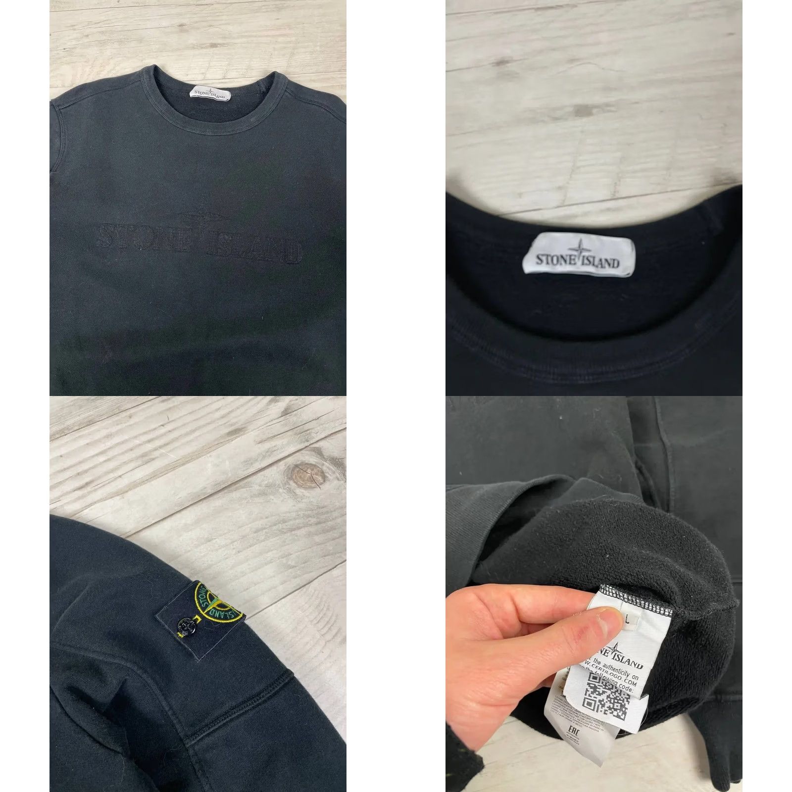 Stone Island Stone Island Sweatshirt Men L Black Garment Dyed Intarsia Logo Crew Neck Pullover Size L Color Black Logo Detail 90s? Size US L / EU 52-54 / 3 - 8 Thumbnail