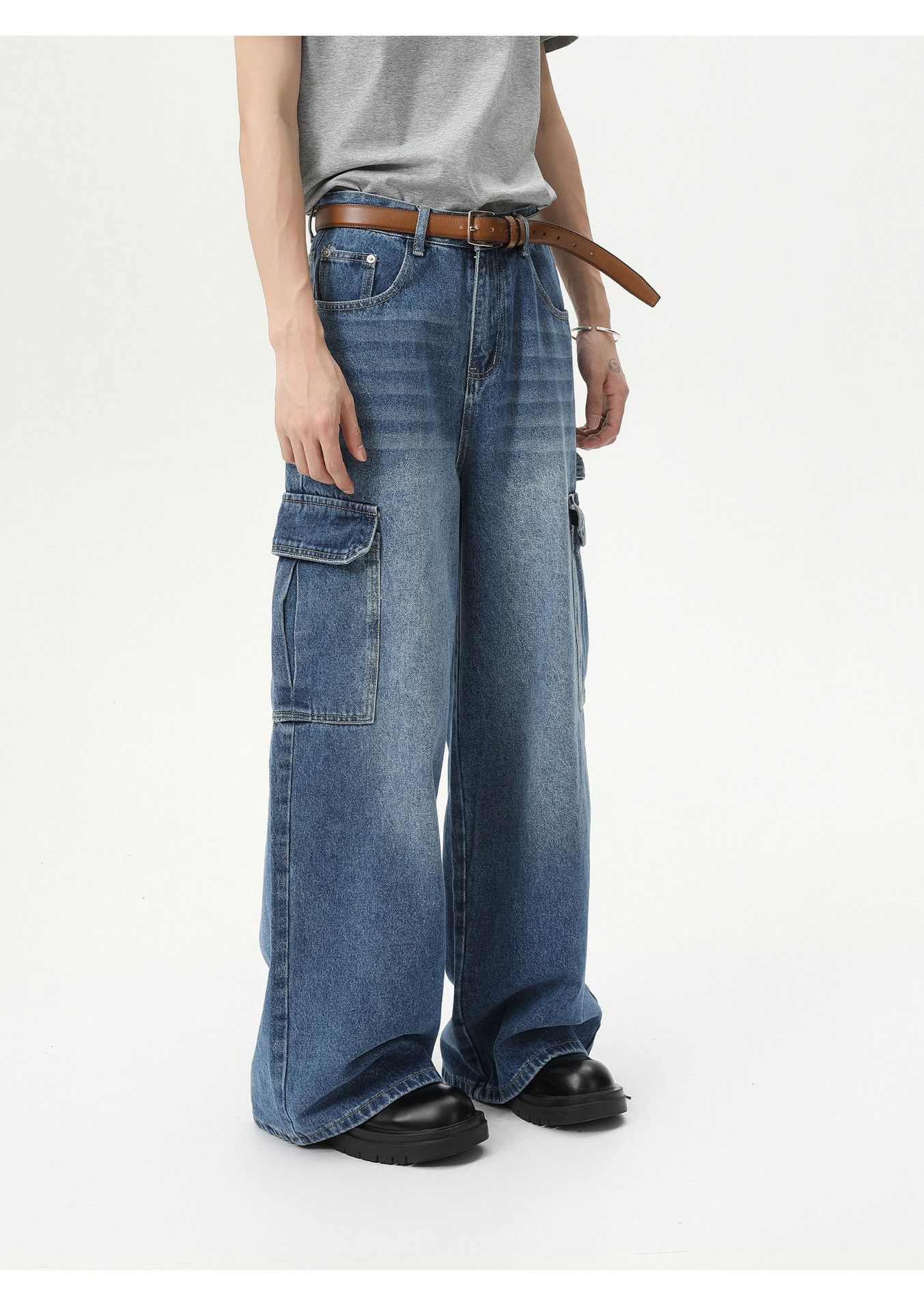 Vintage Men's Retro Distressed Multi-Pocket Washed Cargo Jeans Size US 32 / EU 48 - 4 Thumbnail