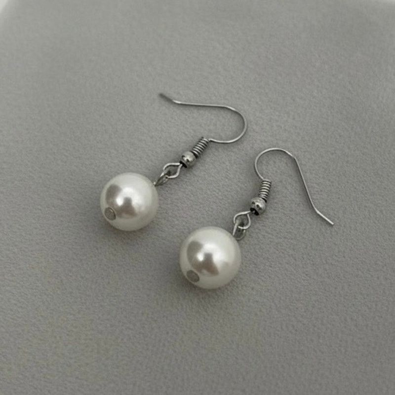 Vintage Vintage Silver Faux Pearl Earrings Size ONE SIZE - 1 Thumbnail