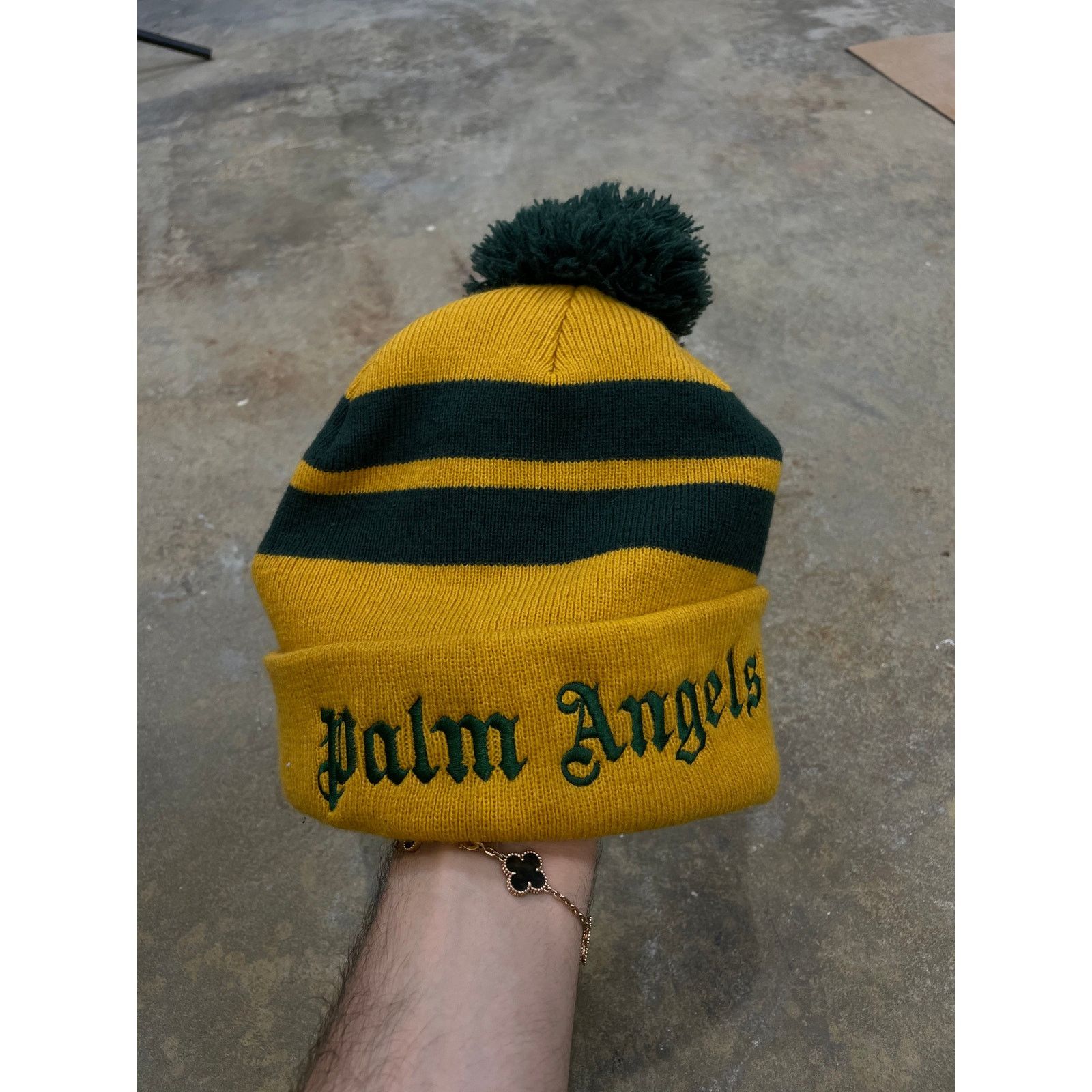 Palm Angels Palm Angel Beanie Green / Yellow OS Used Size ONE SIZE - 1 Thumbnail