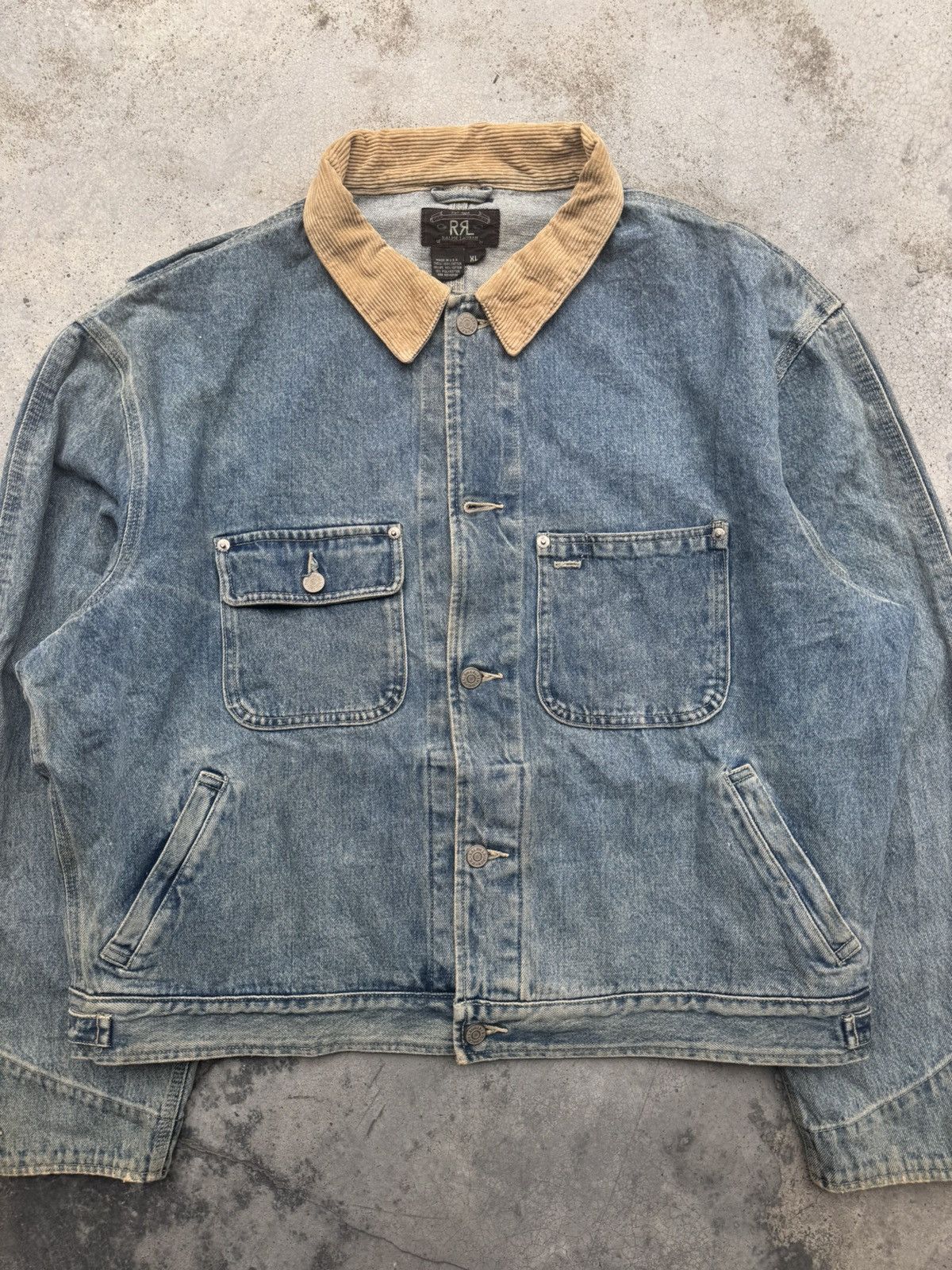 RRL Ralph Lauren × Ralph Lauren × Vintage Vintage RRL corduroy collar denim jacket ralph lauren Size US XL / EU 56 / 4 - 3 Thumbnail
