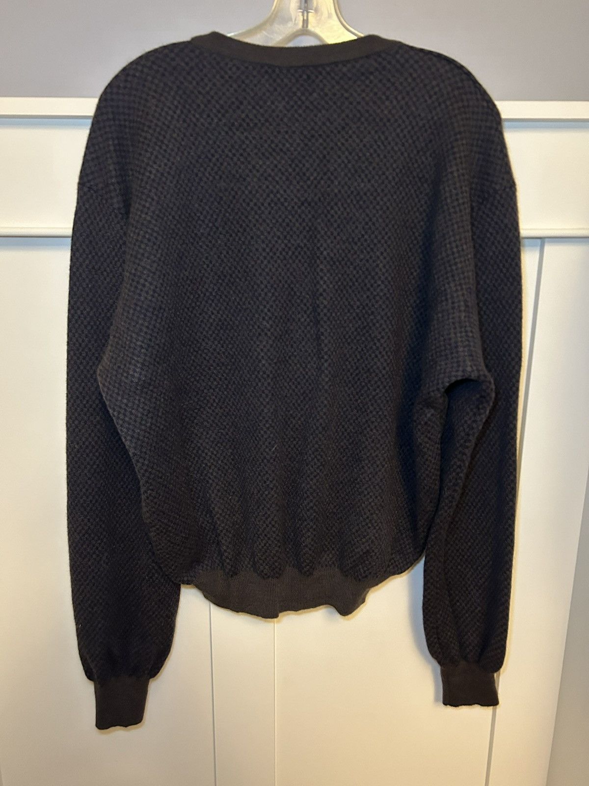 Toscano Vintage Toscano 100% merino wool check v-neck sweater Size US XL / EU 56 / 4 - 2 Thumbnail