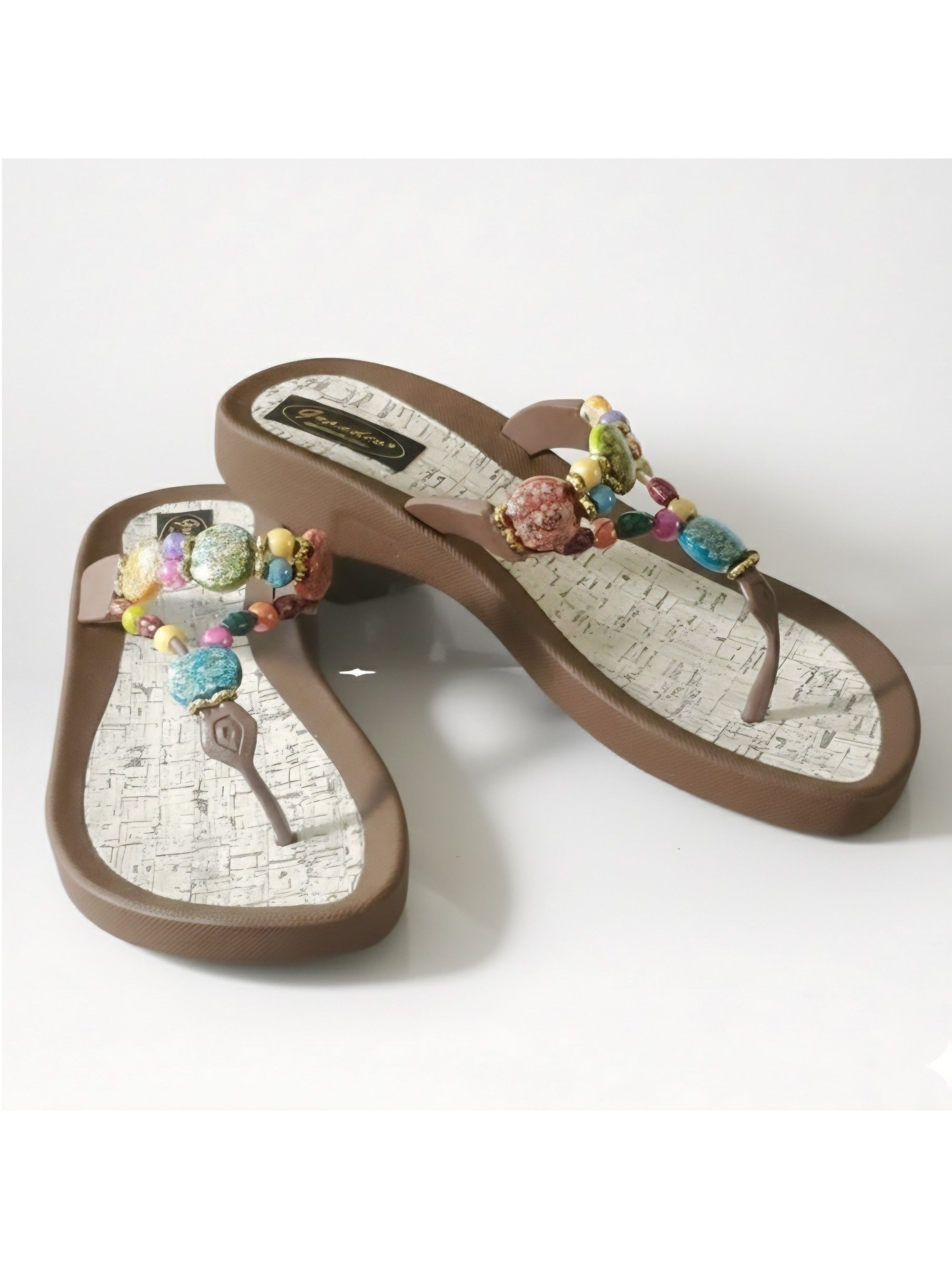 Other Grandco Size 9 NEW Sandals Rainbow Beaded Thong Flip Flop Size US 9 / IT 39 - 1 Thumbnail