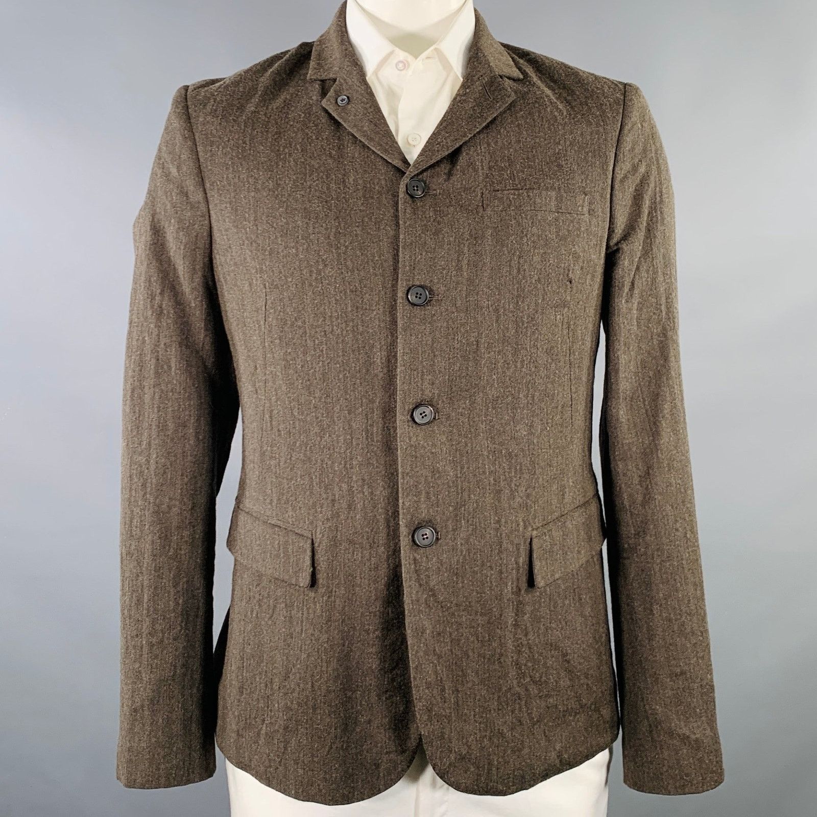 Allsaints ALLSAINTS Size 42 Brown Herringbone Wool Linen Jacket Size US XS / EU 42 / 0 - 1 Thumbnail