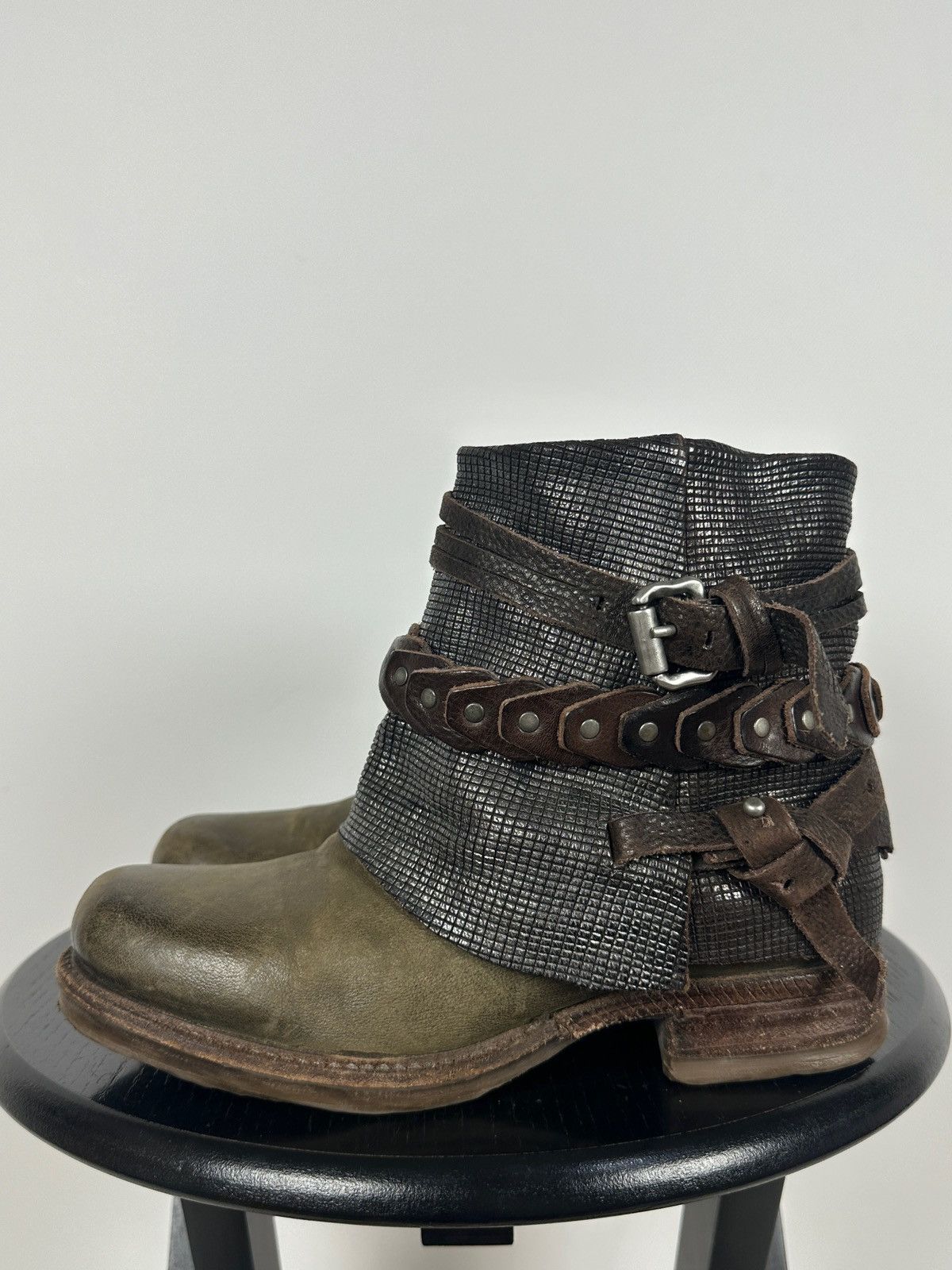 A.S.98 A.S.98. Airstep Leather Biker Ankle Studded Strap Boots Size US 6 / IT 36 - 3 Thumbnail
