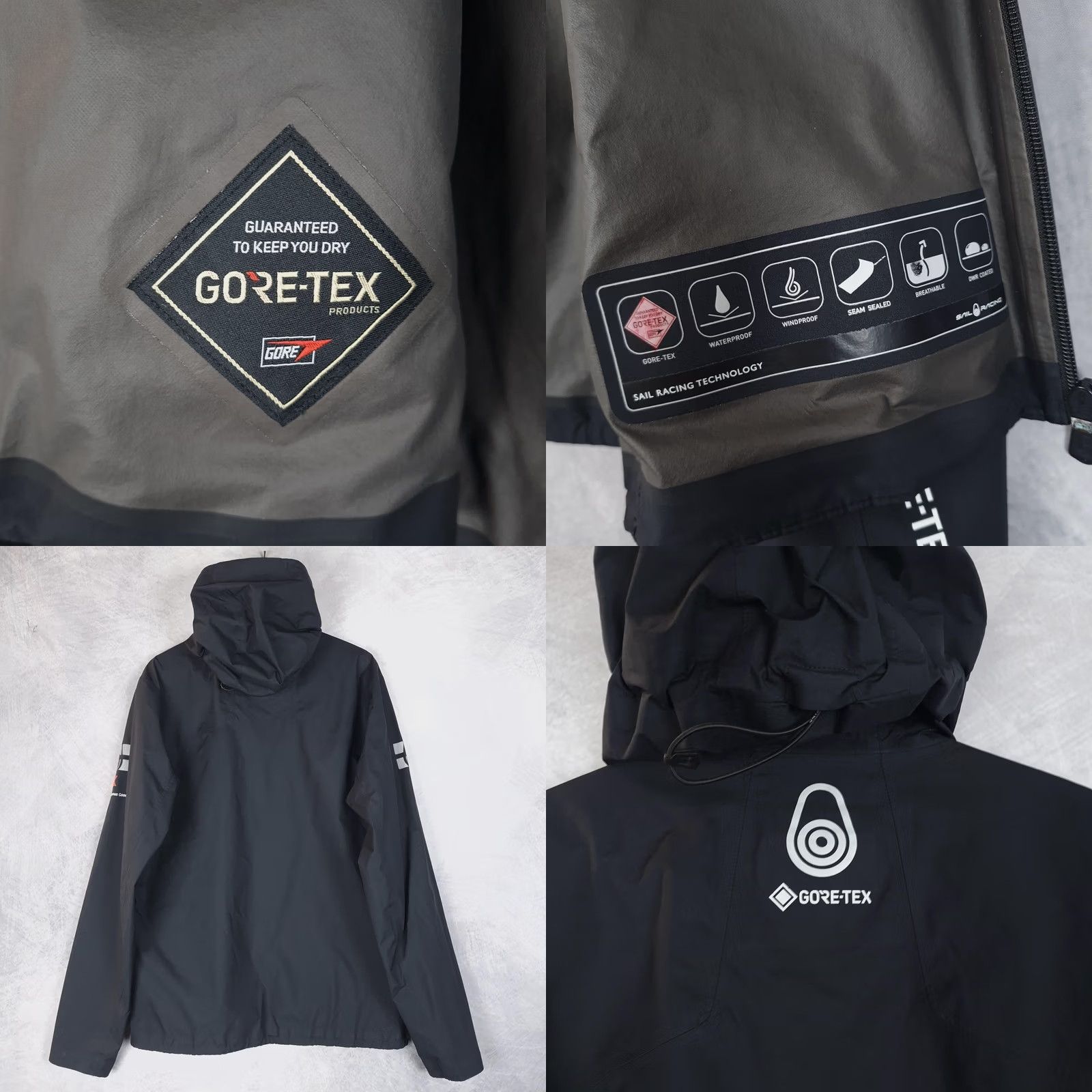 Vintage Sail Racing Jacket Mens L Black Breathable Hooded Waterproof Sailing Spray Windbreaker Size US L / EU 52-54 / 3 - 9 Thumbnail