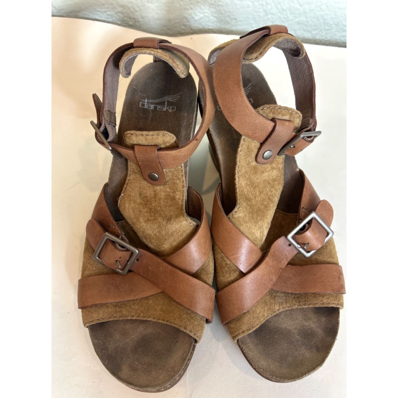 Dansko DANSKO Dominique Leather Suede Chunky Heel Sandal Womens EU 38/US 7.5 Brown Leather Size US 8 / IT 38 - 6 Thumbnail
